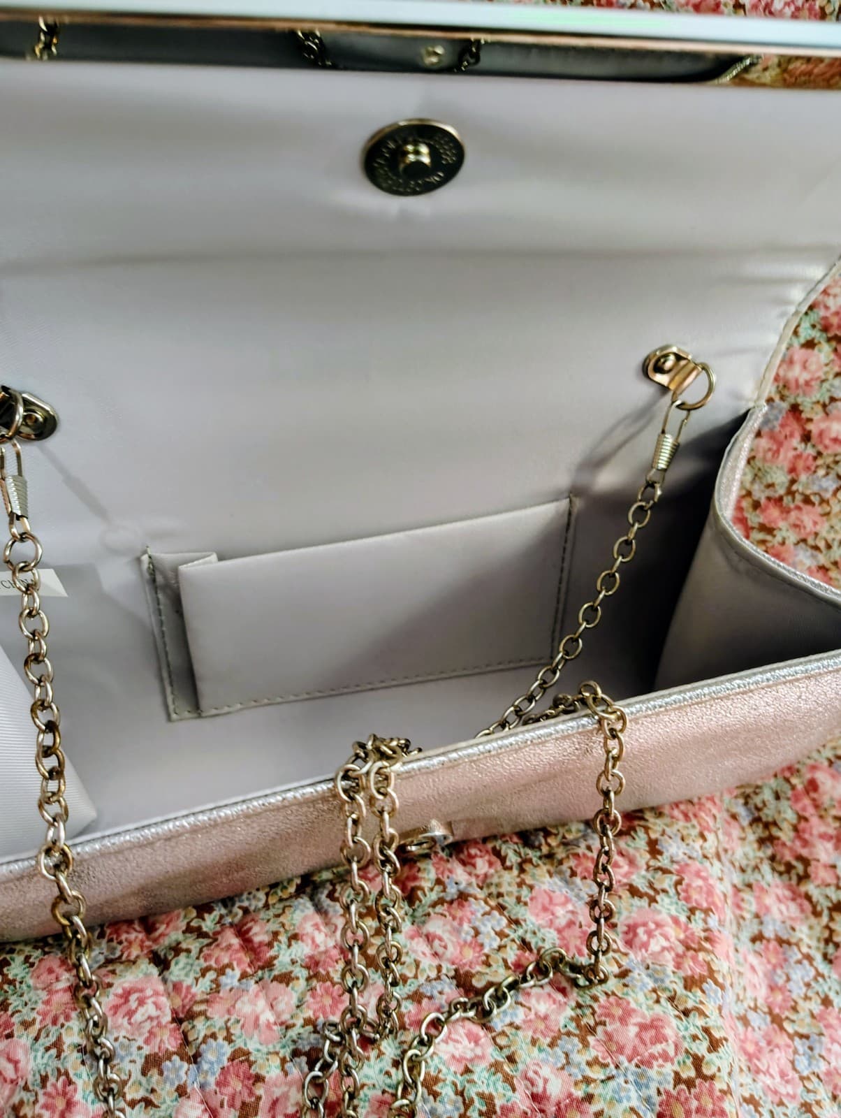 silver shoulder bag metallic finish chain strap NWOT - Thumbnail 12