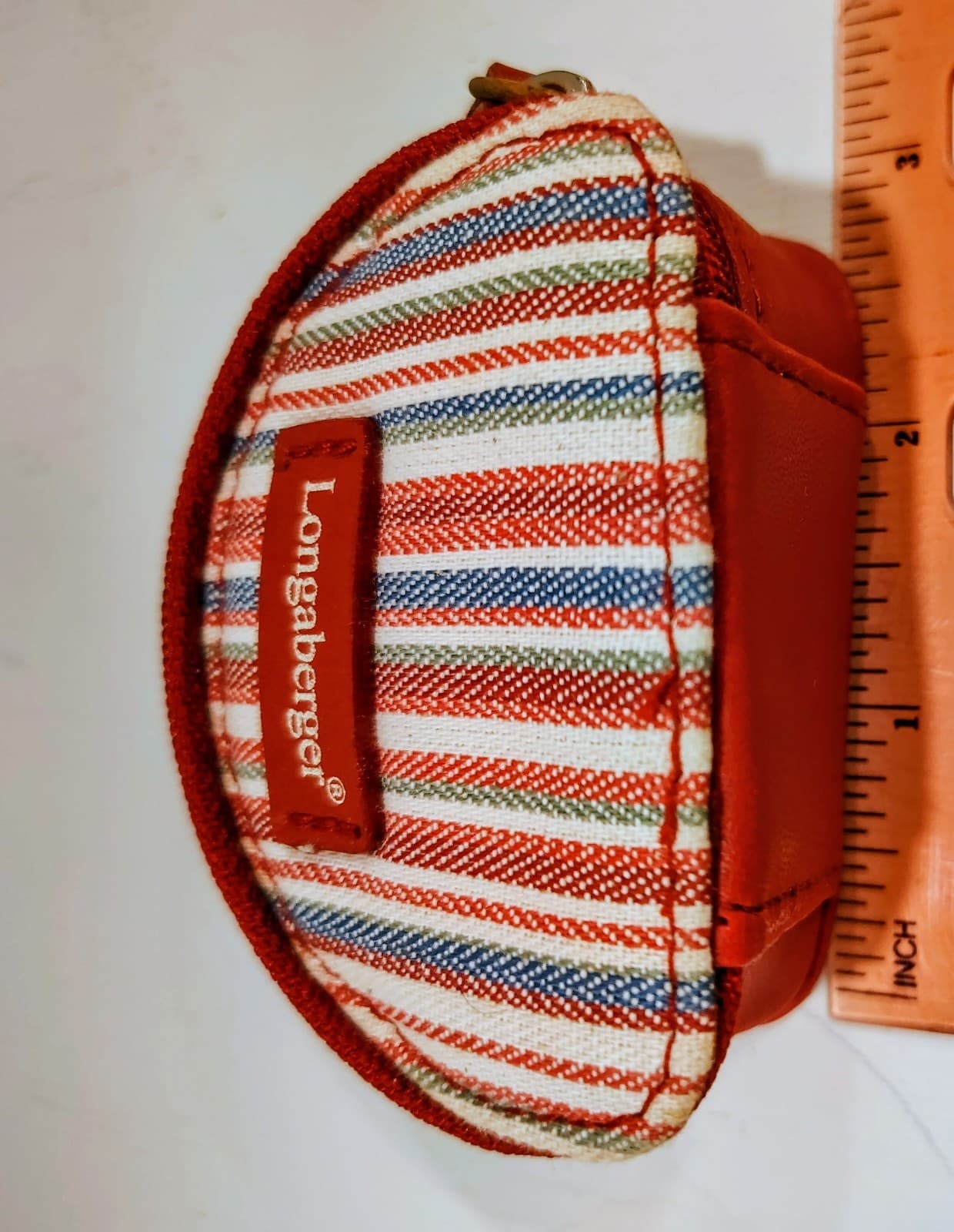 Longaberger Red Stripe Zippered Half Moon Change Purse - Thumbnail 4