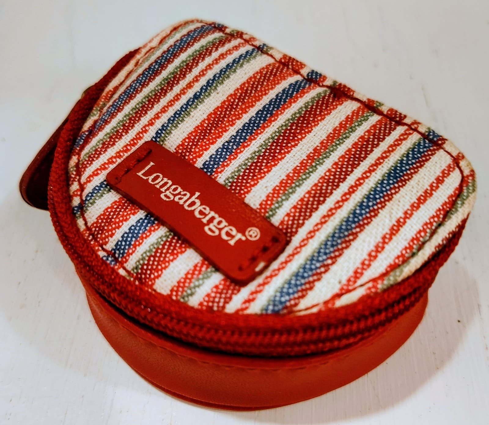 Longaberger Red Stripe Zippered Half Moon Change Purse - Thumbnail 2