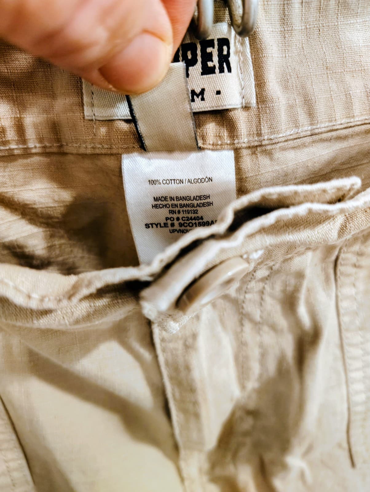 Copper Denim Cargo Shorts Beige Cotton Blend, Boys Size 12 - Thumbnail 6