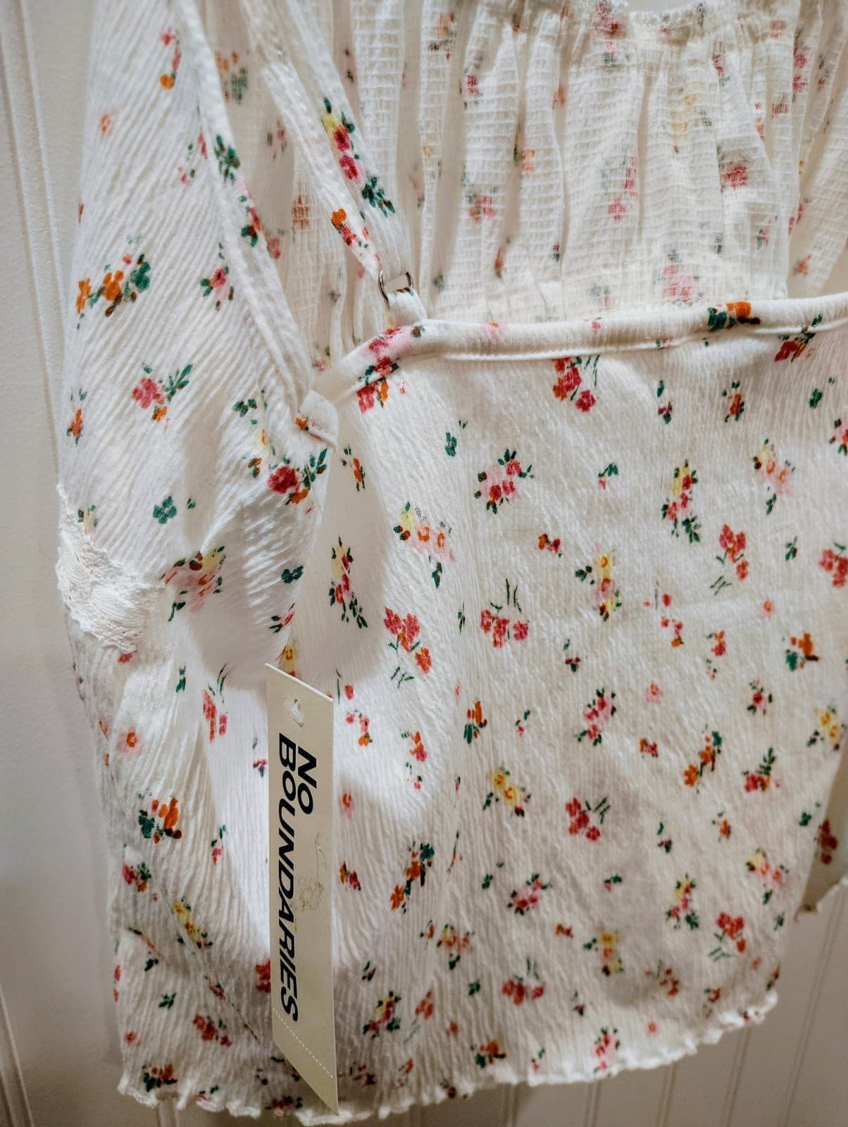 No Boundaries Women's White Floral Cami With Lace, NWT XL - Thumbnail 5