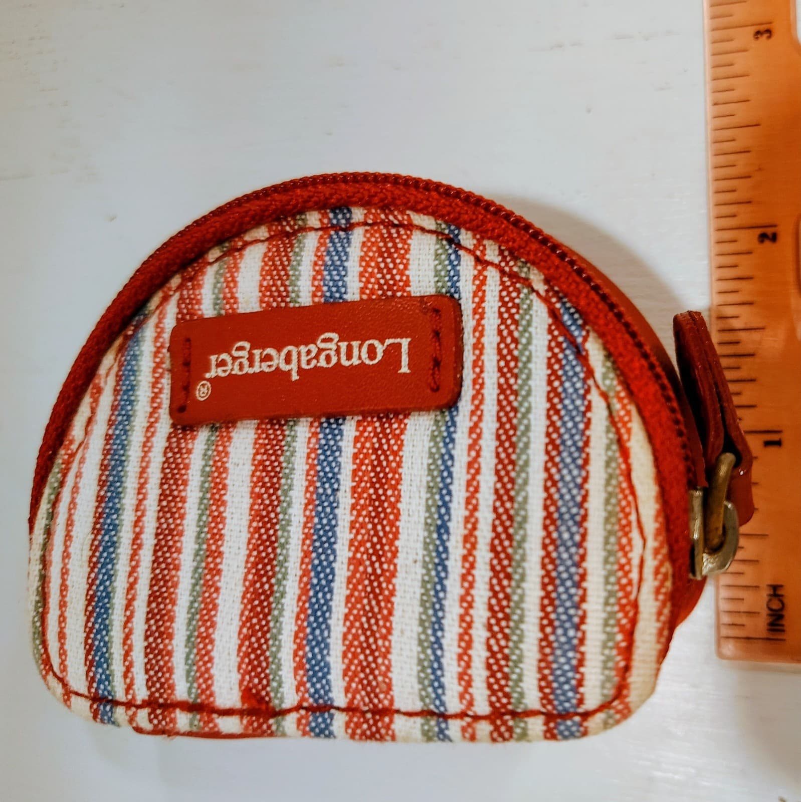 Longaberger Red Stripe Zippered Half Moon Change Purse - Thumbnail 8