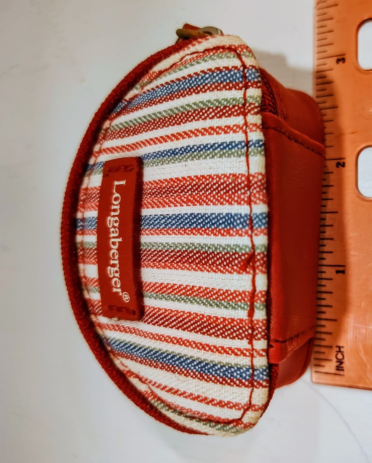 Longaberger Red Stripe Zippered Half Moon Change Purse - Thumbnail 7