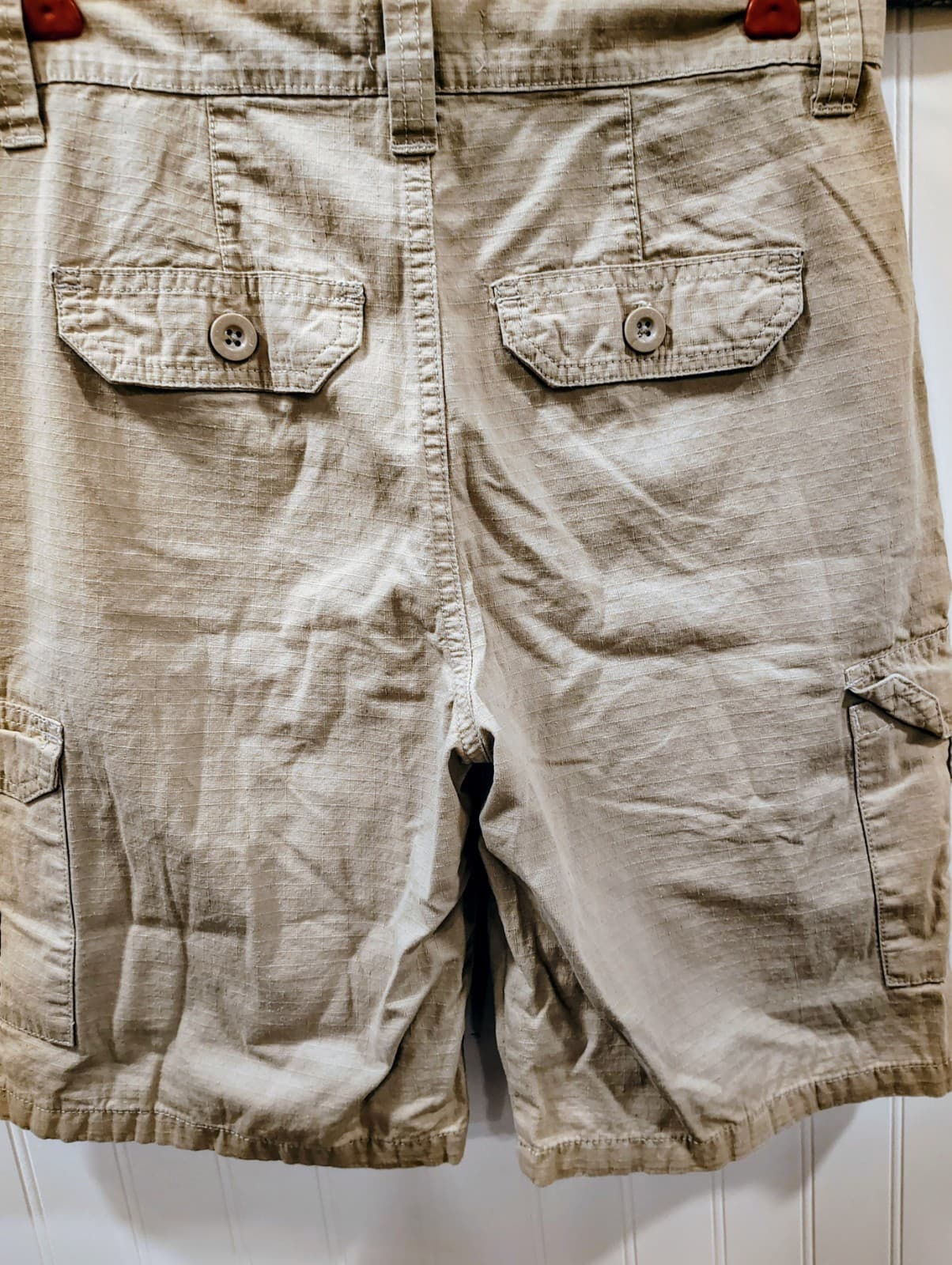 Copper Denim Cargo Shorts Beige Cotton Blend, Boys Size 12 - Thumbnail 3