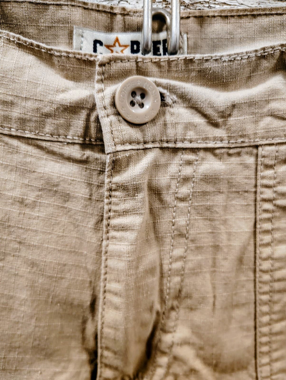 Copper Denim Cargo Shorts Beige Cotton Blend, Boys Size 12 - Thumbnail 2