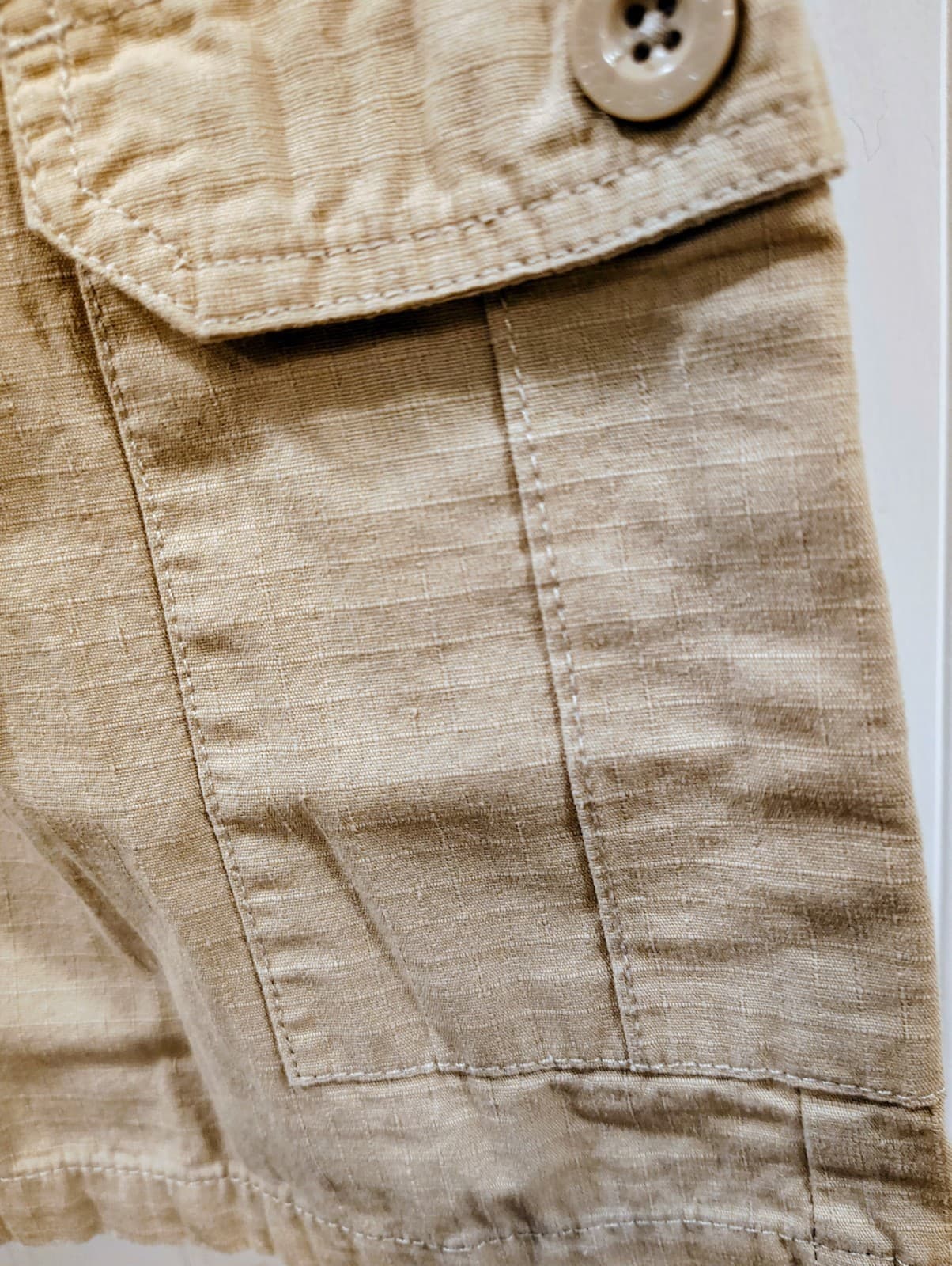 Copper Denim Cargo Shorts Beige Cotton Blend, Boys Size 12 - Thumbnail 4