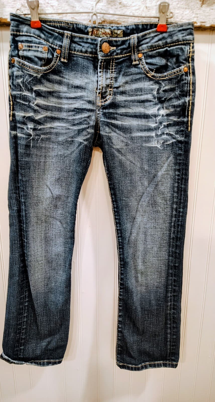 BKE Denim Sabrina Bootcut Women’s Jeans Size 28 Distressed Embellished EUC