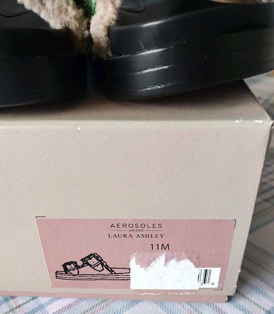 NEW Aerosoles Laura Ashley Women 11M Adjustable Strap Faux Fur Comfort Sandals - Thumbnail 7