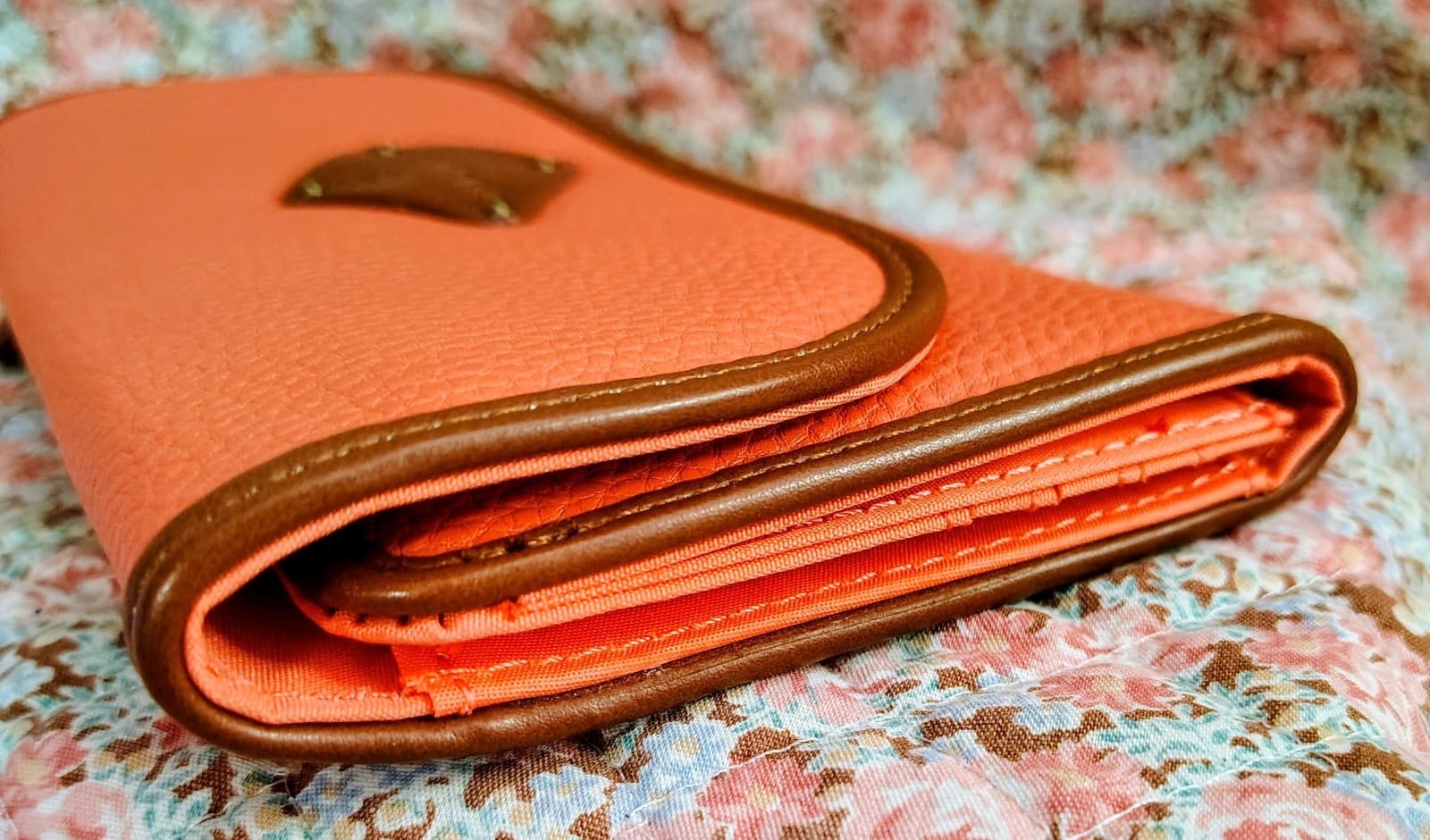 NWT St. John's Bay Wallet, tangerine orange, Brown Trim - Thumbnail 8