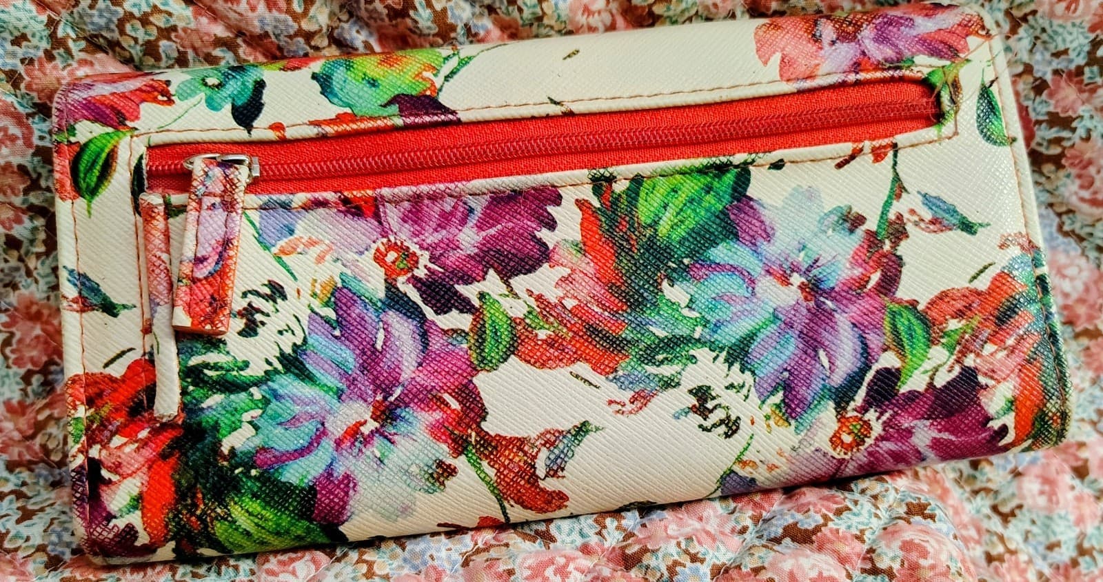 Floral Red Vinyl Wallet - Thumbnail 7