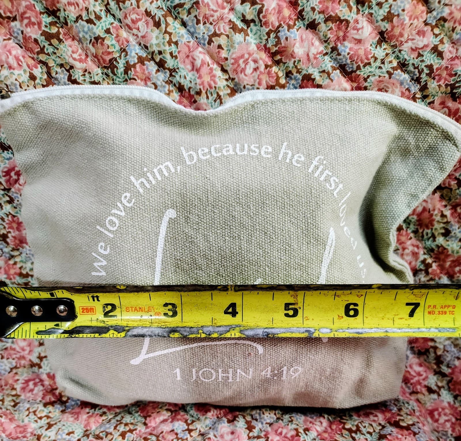 canvas Makeup bag, white script, Bible verse - Thumbnail 4