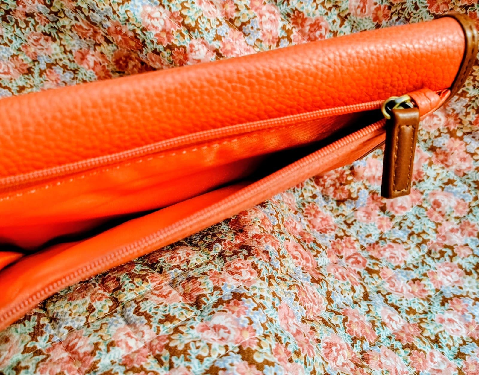 NWT St. John's Bay Wallet, tangerine orange, Brown Trim - Thumbnail 5