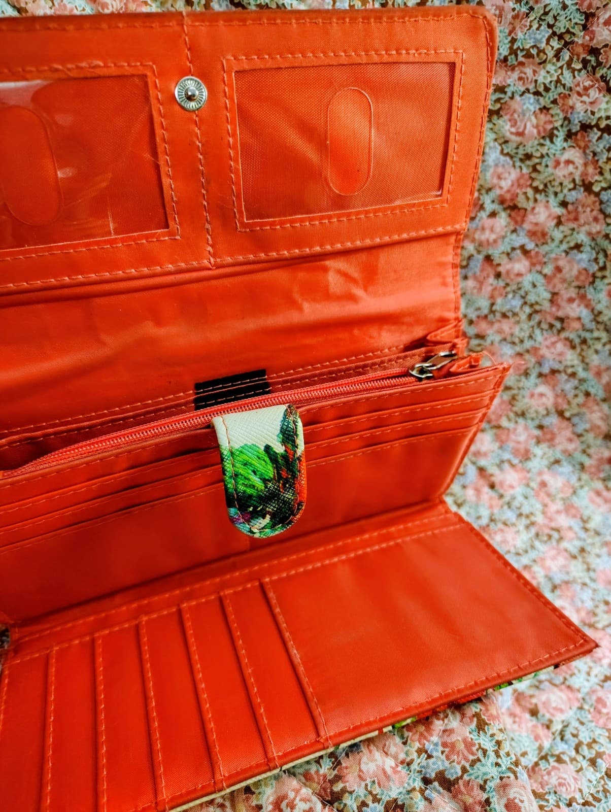 Floral Red Vinyl Wallet - Thumbnail 8