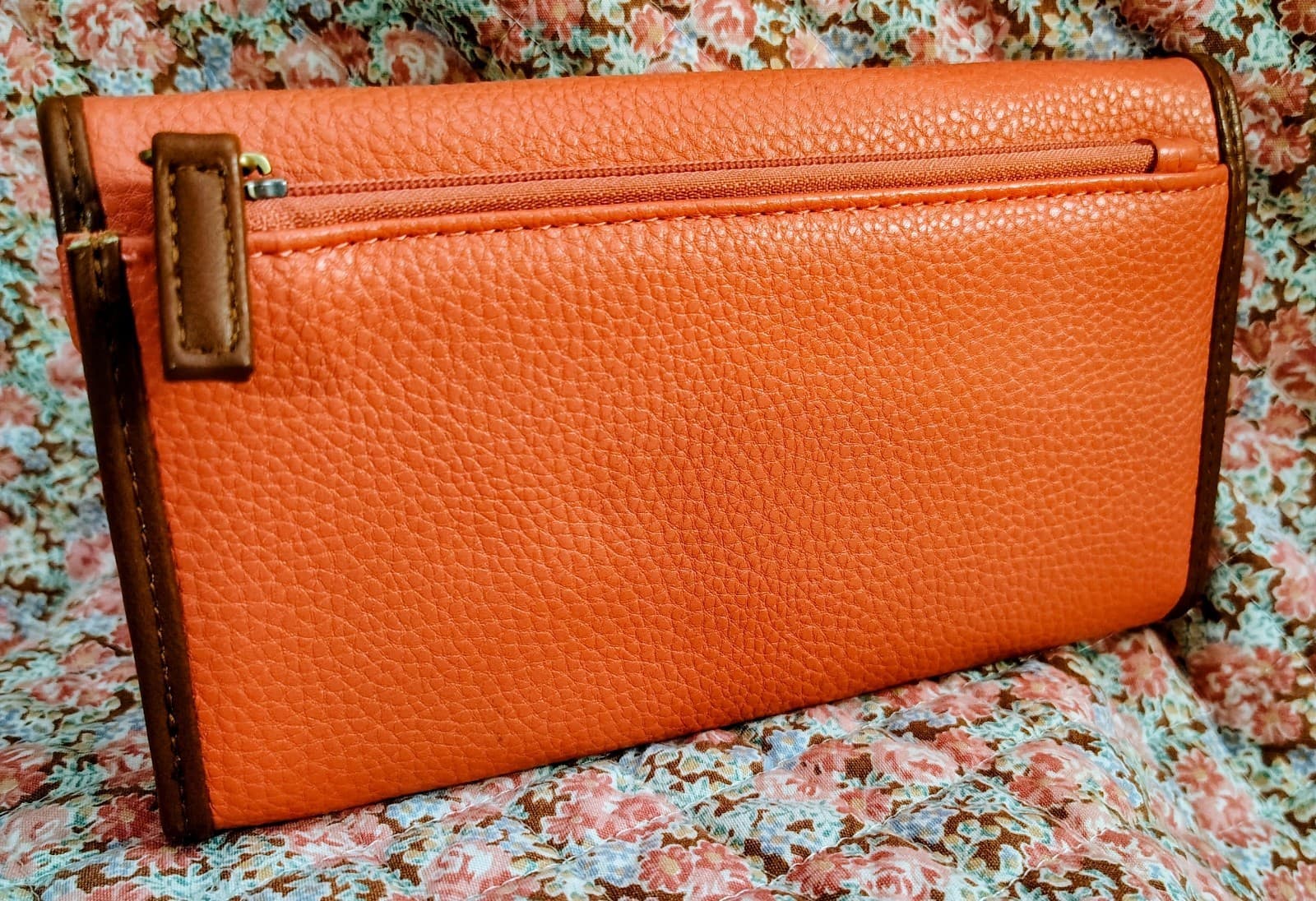 NWT St. John's Bay Wallet, tangerine orange, Brown Trim - Thumbnail 6