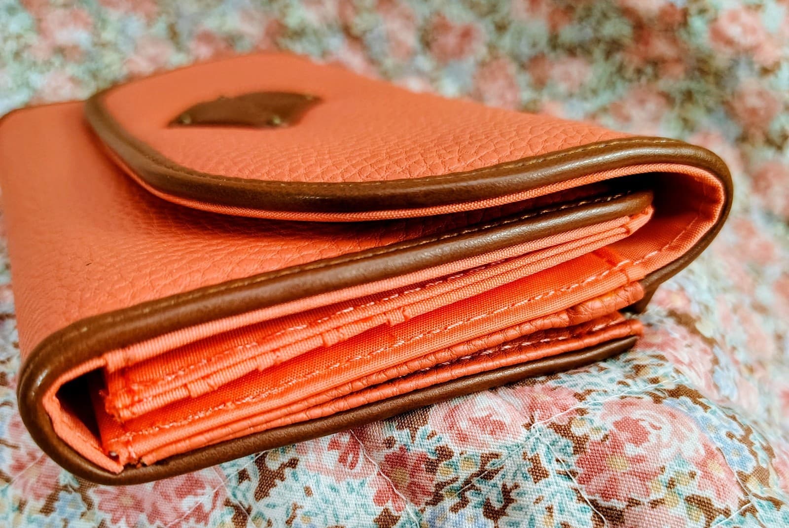 NWT St. John's Bay Wallet, tangerine orange, Brown Trim - Thumbnail 7