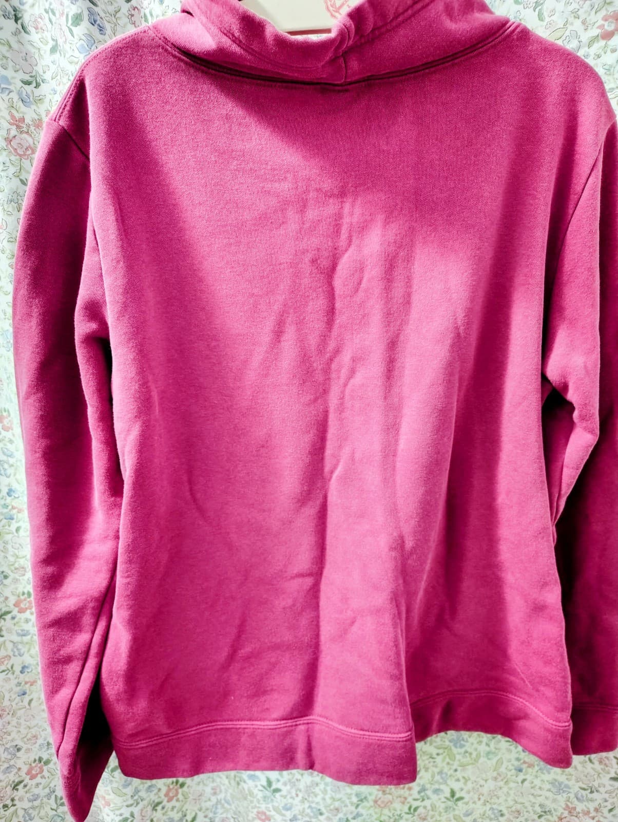 magenta Puma cinch-up cat logo hoodie featuring a unique rolled drawstring neck - Thumbnail 2