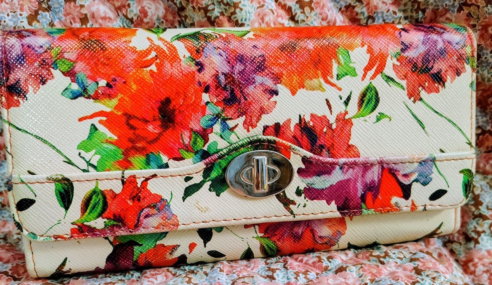 Floral Red Vinyl Wallet