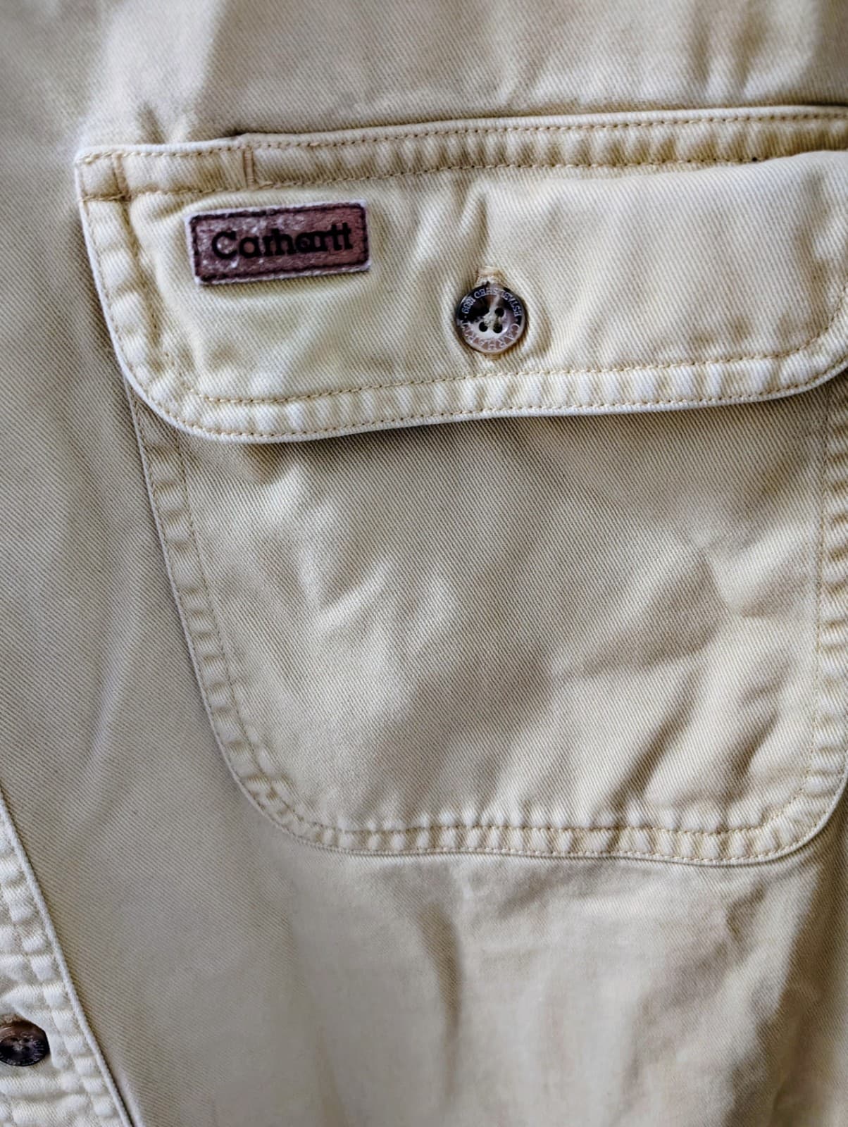 Carhartt Heavy Duty Construction Long Sleeve Shirt Beige - Thumbnail 3