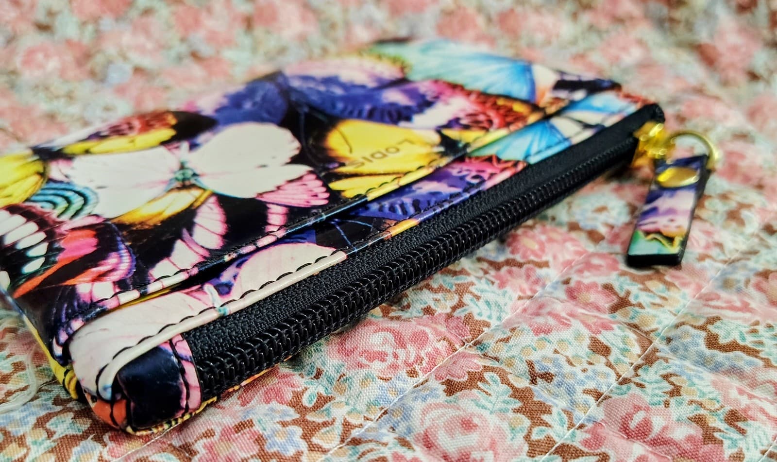 Lodis Patent leather coin pouch Wallet Butterfly Floral - Thumbnail 3