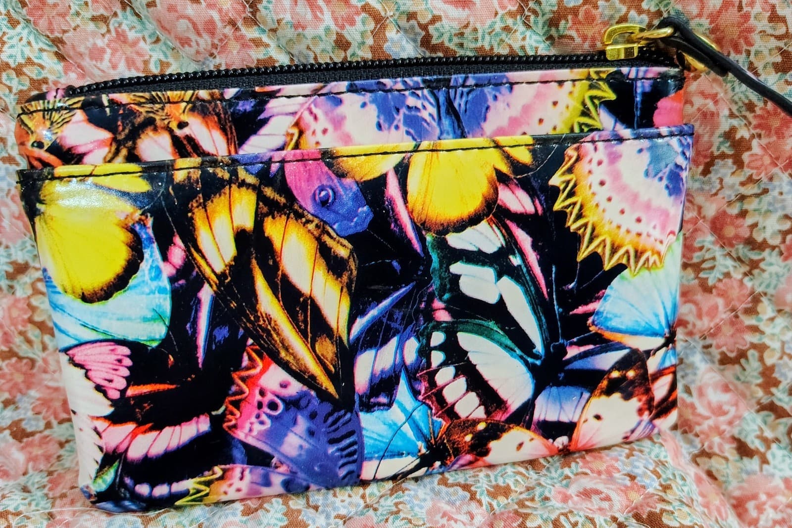Lodis Patent leather coin pouch Wallet Butterfly Floral - Thumbnail 2