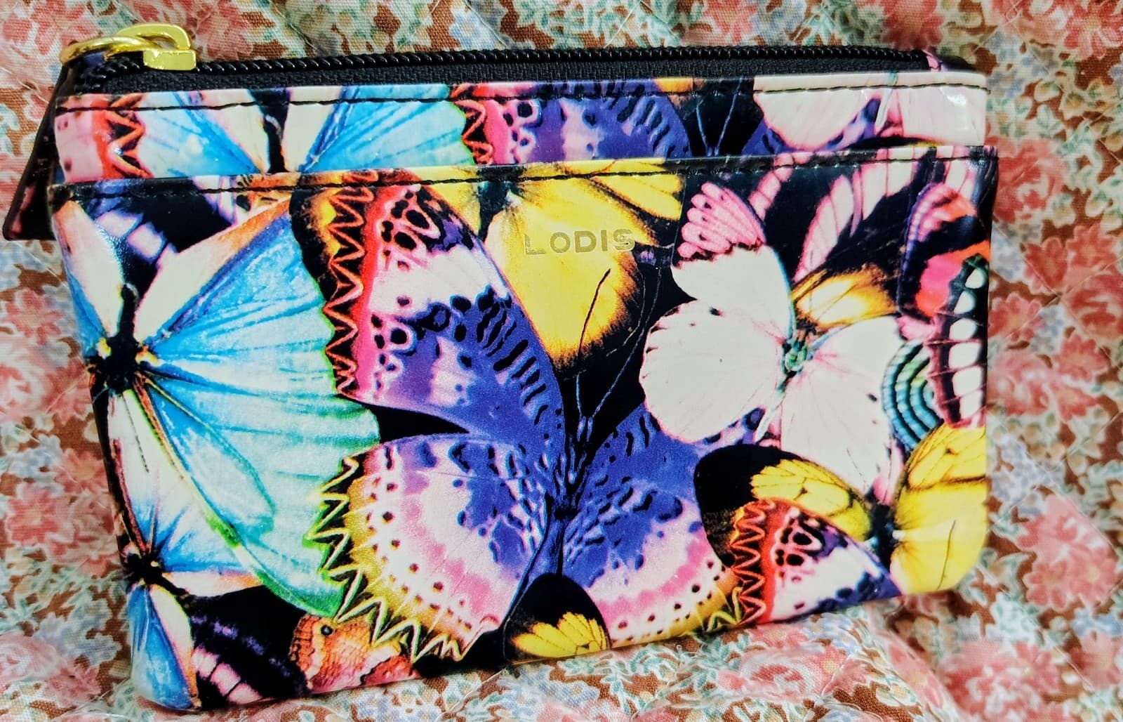 Lodis Patent leather coin pouch Wallet Butterfly Floral