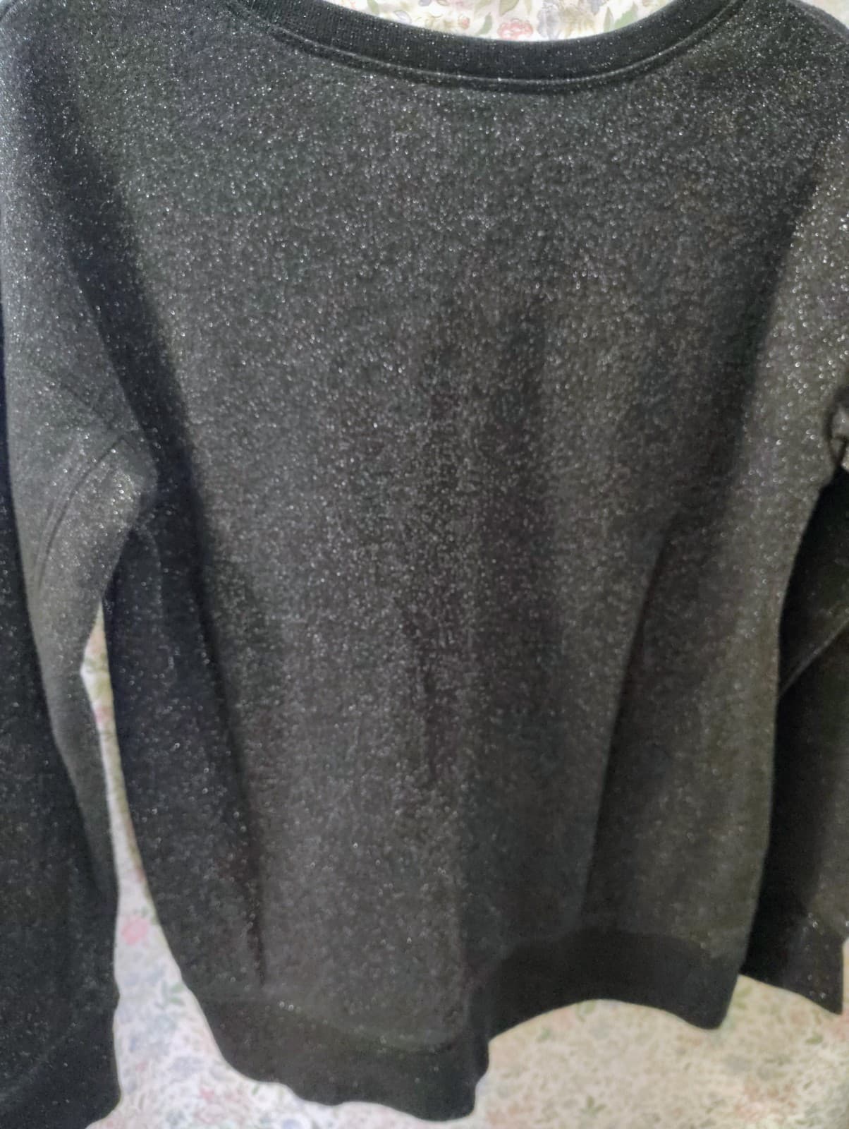 American Eagle Womens Sz Small Black Silver Sparkle Metallic Crewneck Sweatshirt - Thumbnail 3
