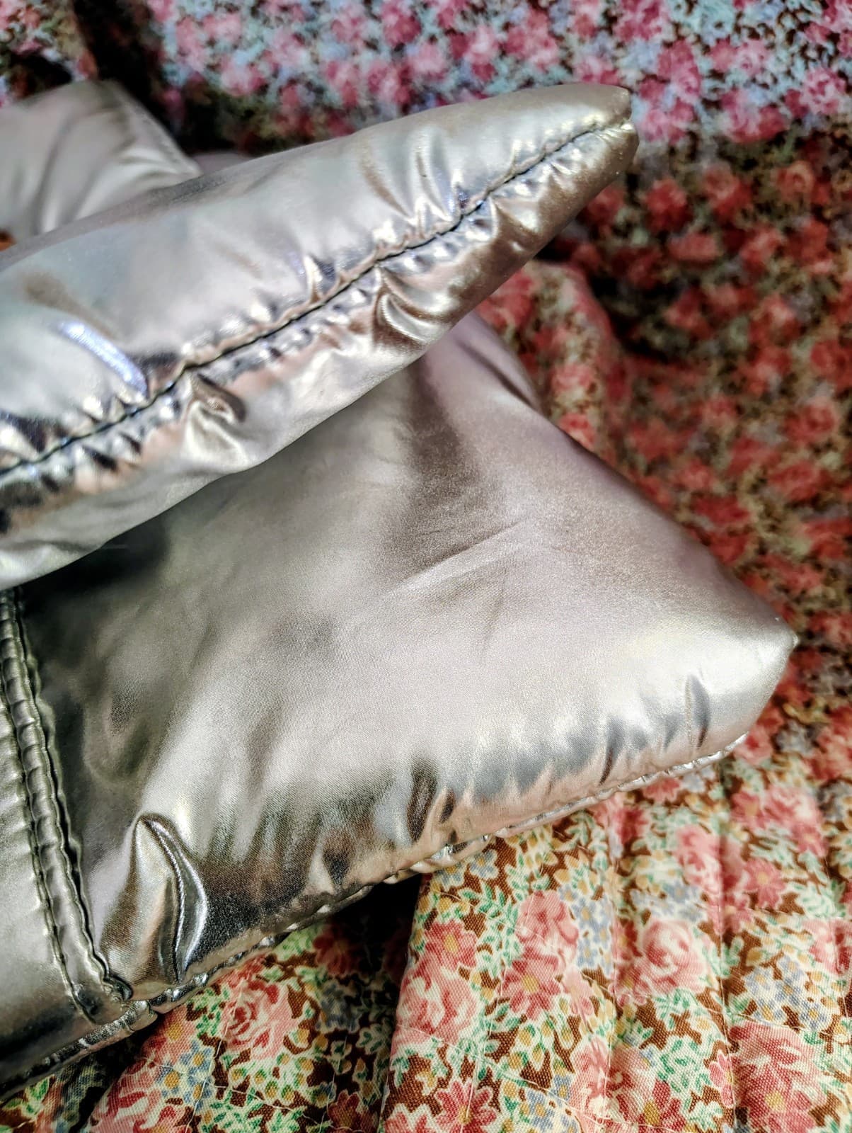 Bath And Body Works Puffy Tote Silver Metallic Bag New Logo NWOT - Thumbnail 7