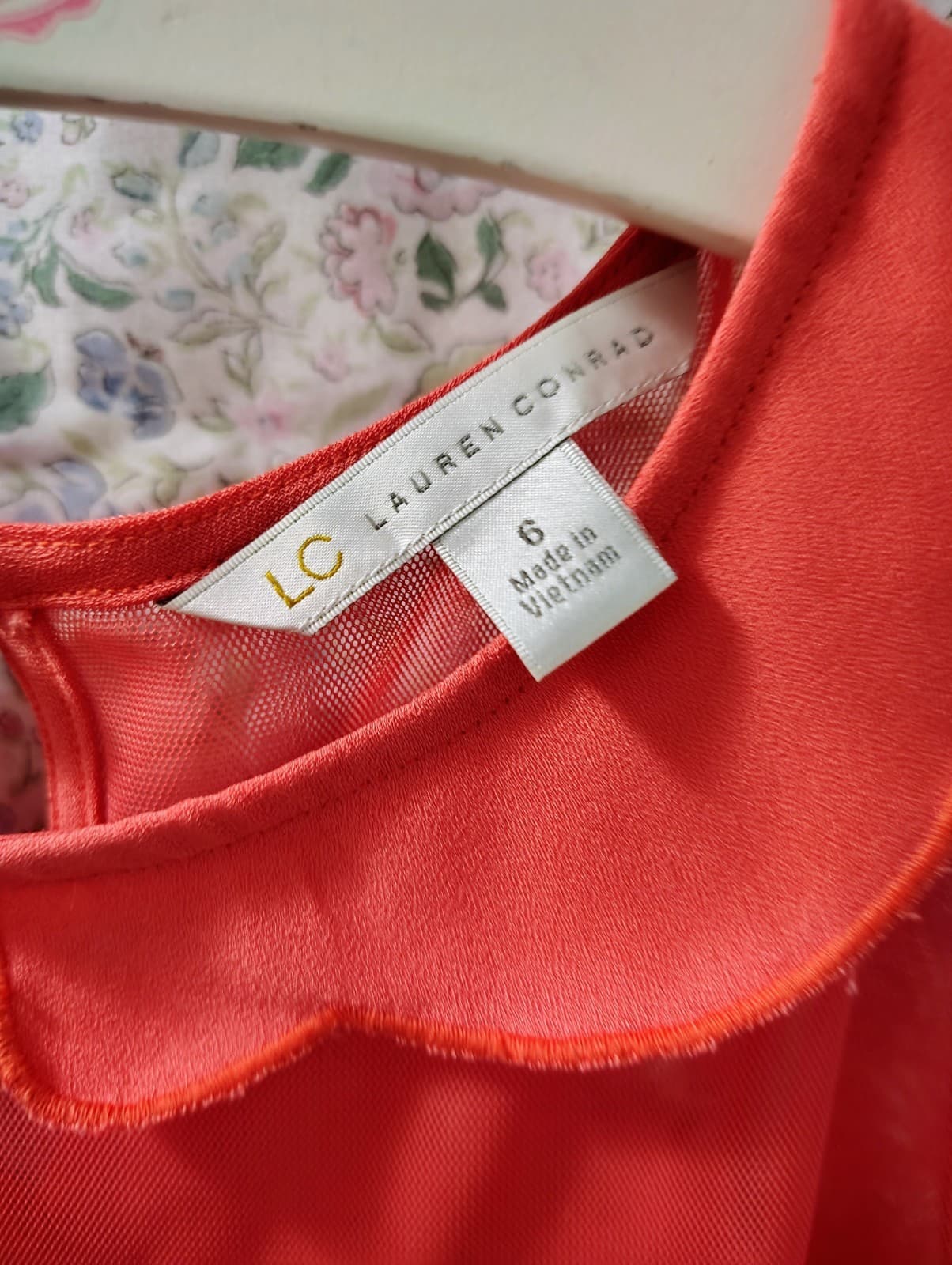 Lauren Conrad dress featuring a peter pan collar, Coral, Floral, NWOT - Thumbnail 3