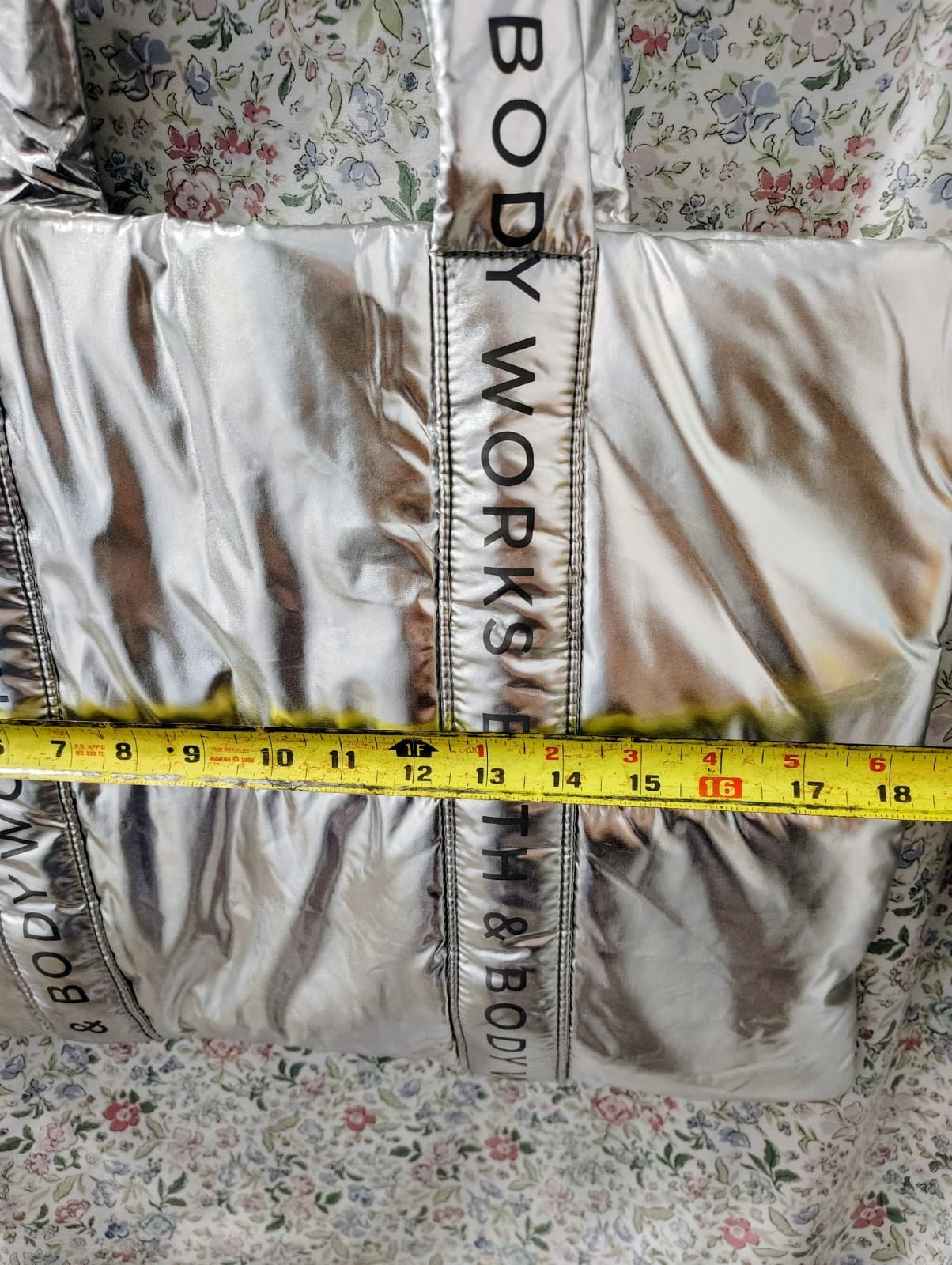 Bath And Body Works Puffy Tote Silver Metallic Bag New Logo NWOT - Thumbnail 3