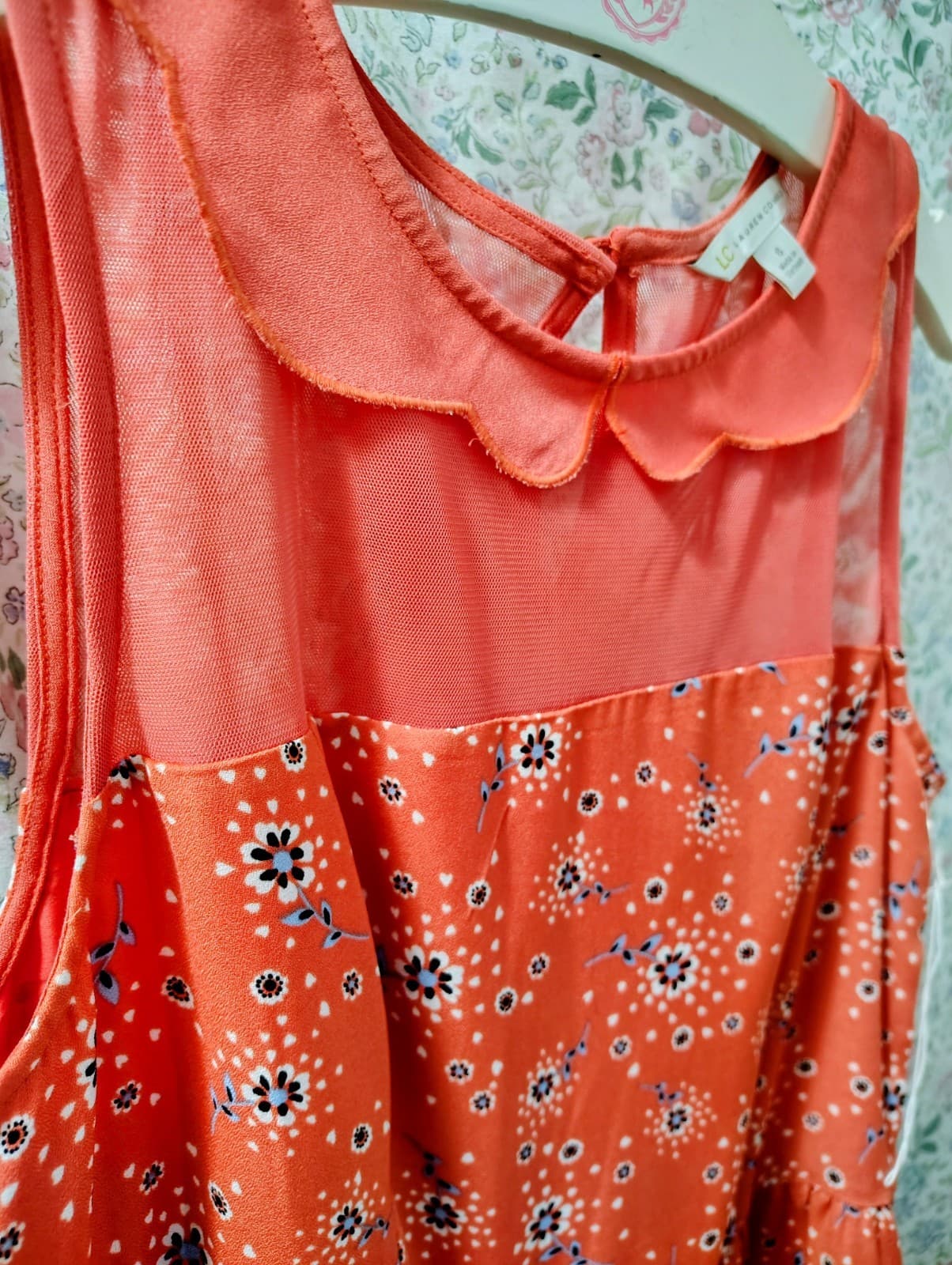 Lauren Conrad dress featuring a peter pan collar, Coral, Floral, NWOT - Thumbnail 5