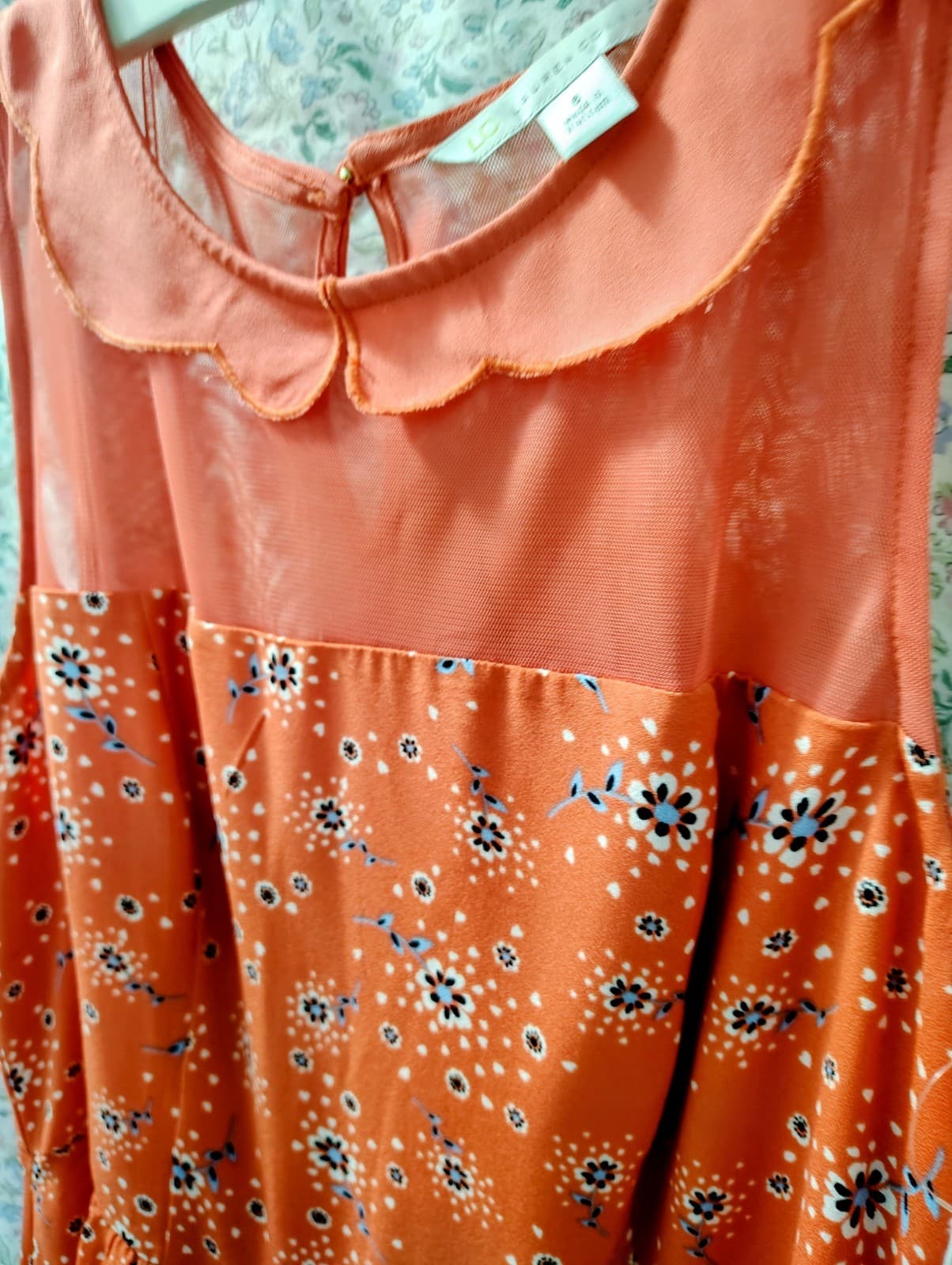 Lauren Conrad dress featuring a peter pan collar, Coral, Floral, NWOT - Thumbnail 4