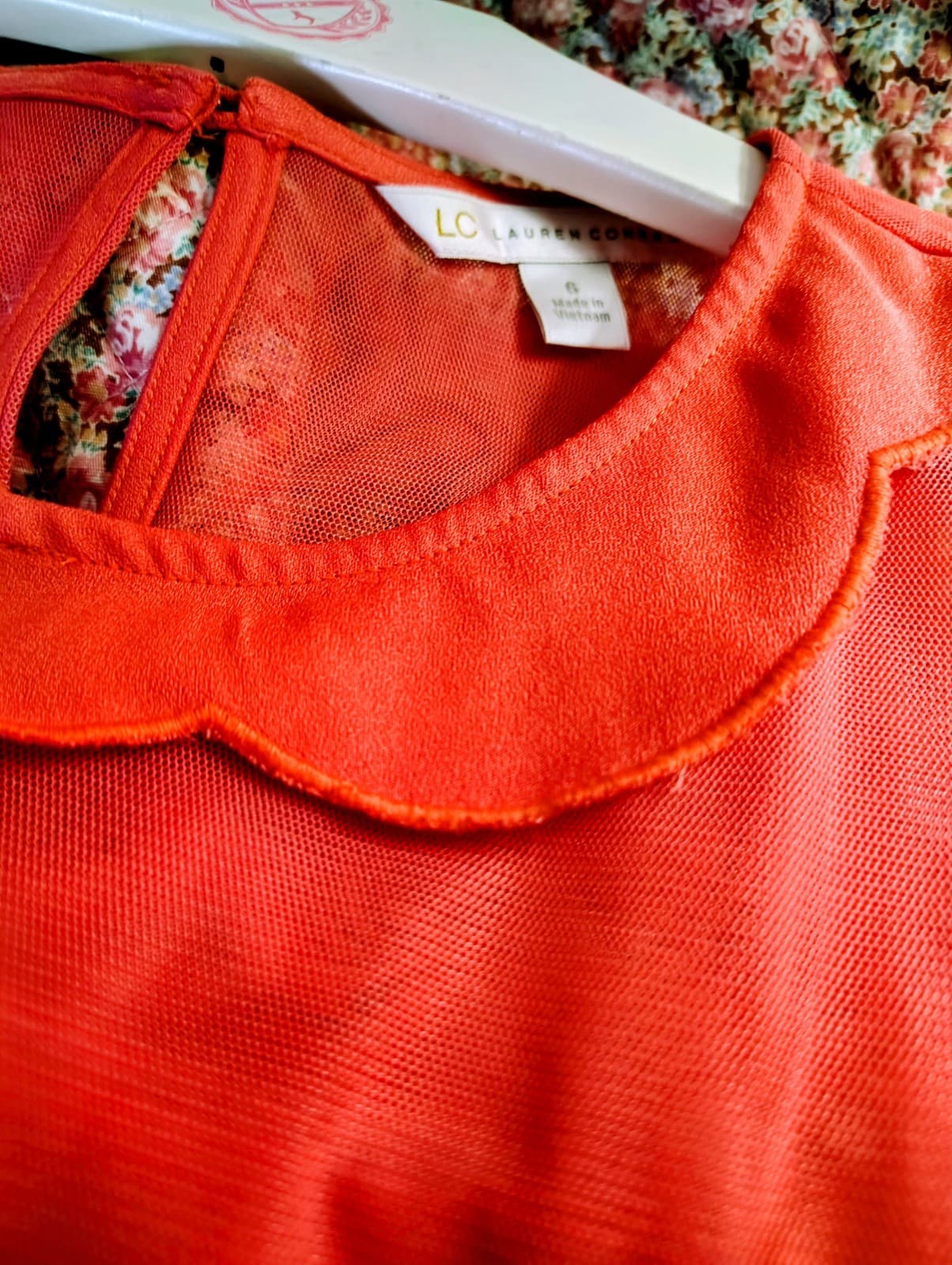Lauren Conrad dress featuring a peter pan collar, Coral, Floral, NWOT - Thumbnail 9