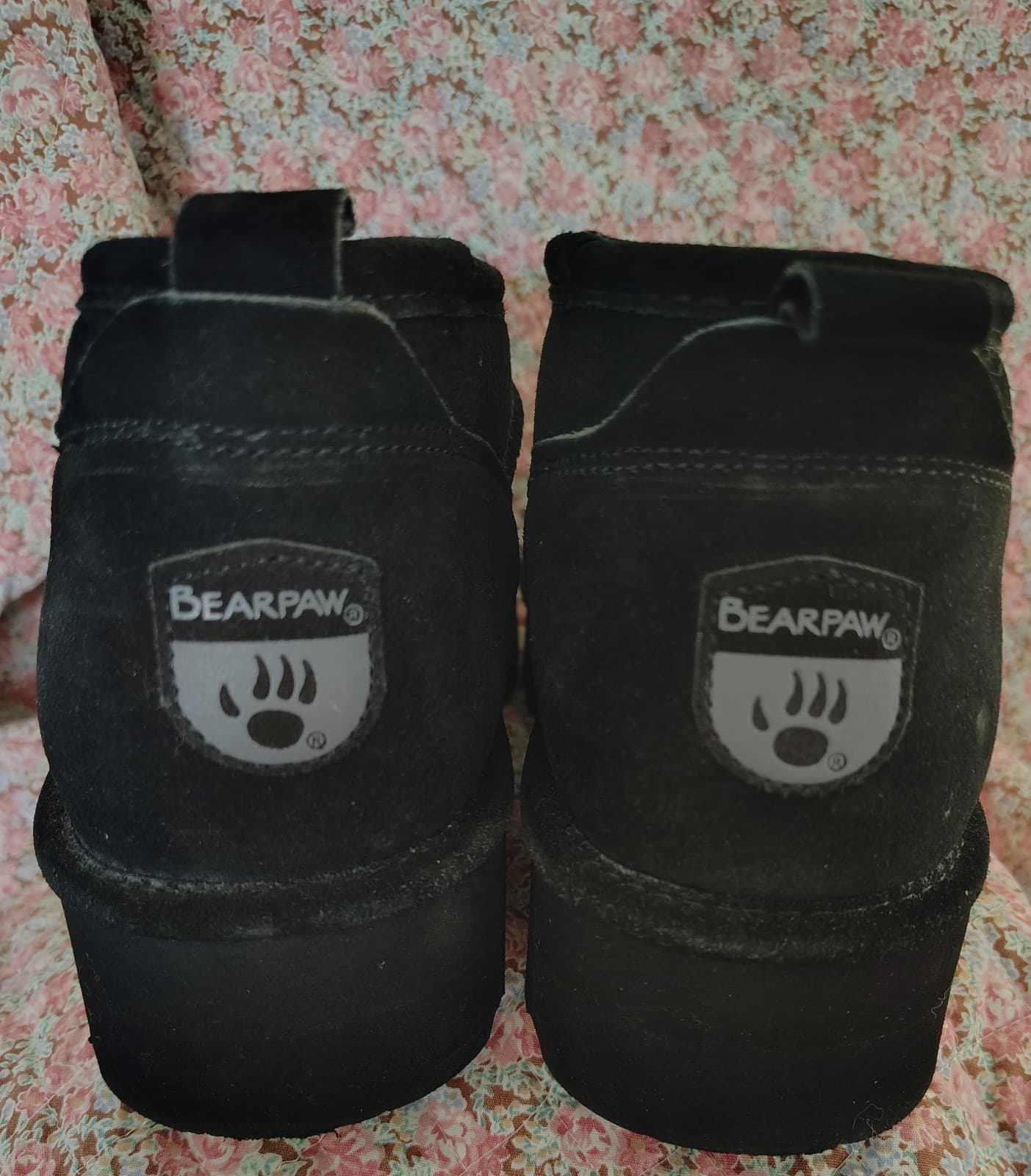 Bearpaw Black Suede Ankle Boots, Women's Size 10