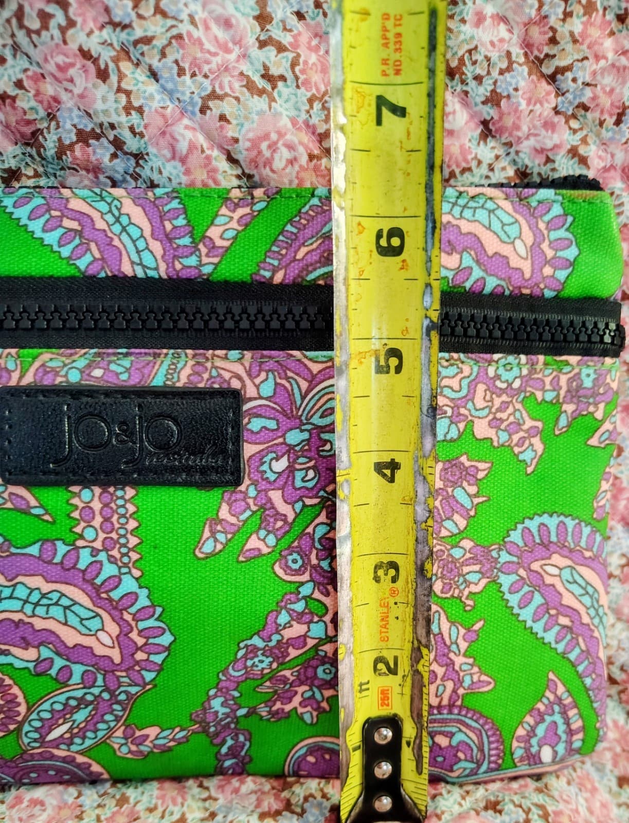 Jo & Jo Australia cosmetic clutch Makeup Bag, vibrant green paisley pattern - Thumbnail 7
