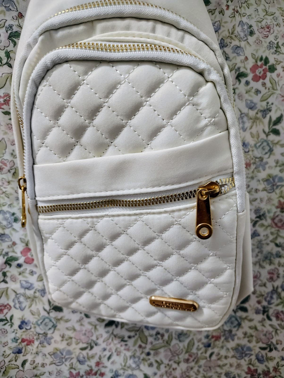 NWOT Quilted White Sling Backpack
