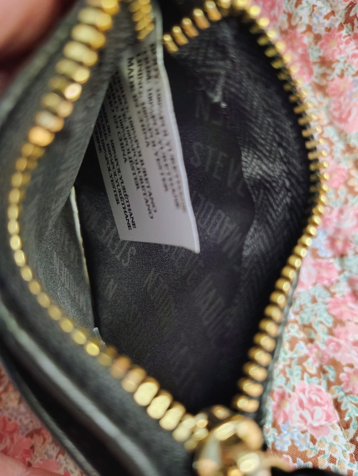 Steve Madden Floral Black Wallet With Chain - Thumbnail 4