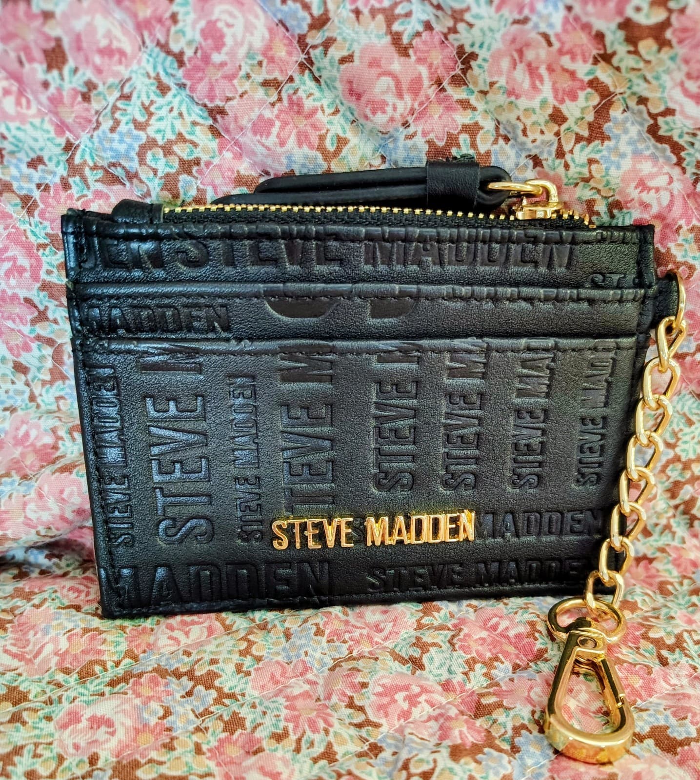 Steve Madden Floral Black Wallet With Chain - Thumbnail 5