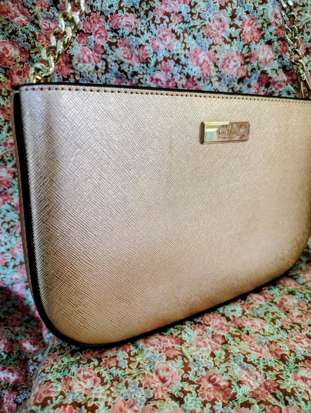 Kate Spade Kenzie Limited Edition metallic pochette in rose gold NWT $249