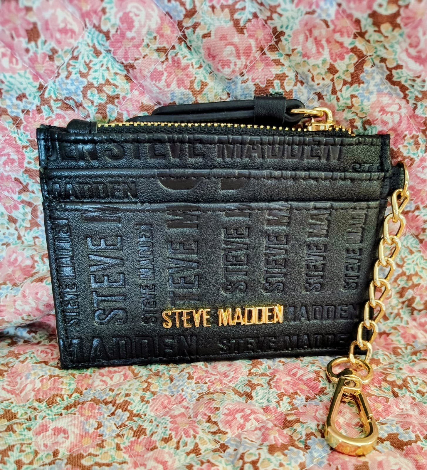 Steve Madden Floral Black Wallet With Chain - Thumbnail 6