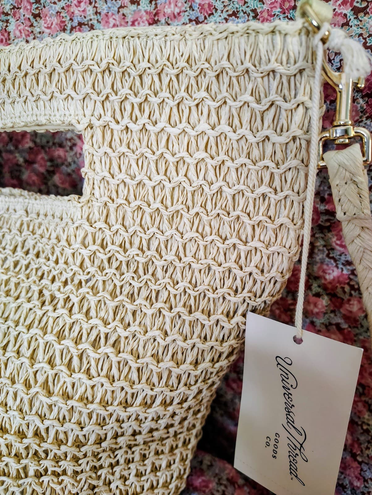 NWT Universal Thread brand tote bag beige woven straw - Thumbnail 7