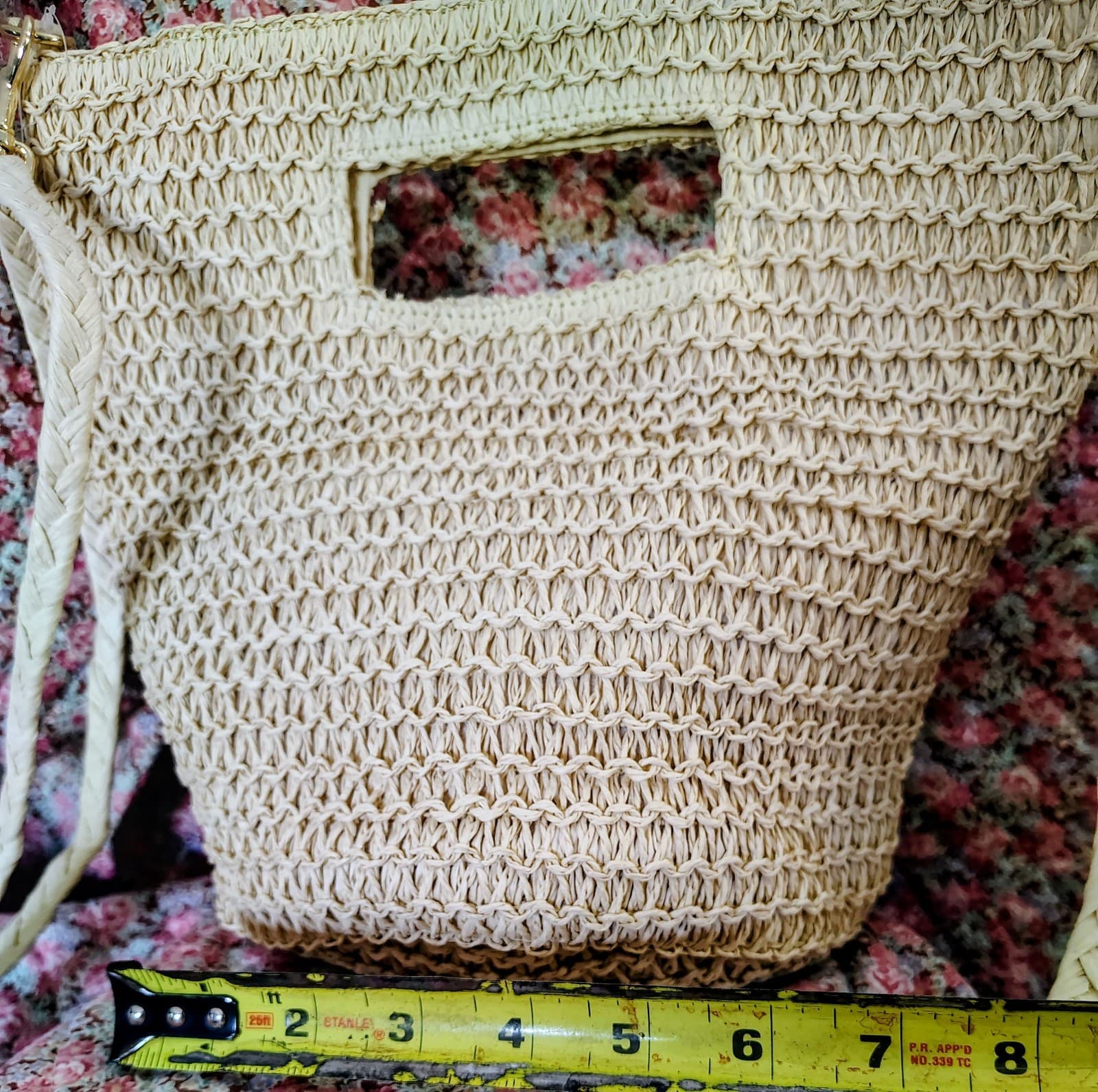 NWT Universal Thread brand tote bag beige woven straw - Thumbnail 12