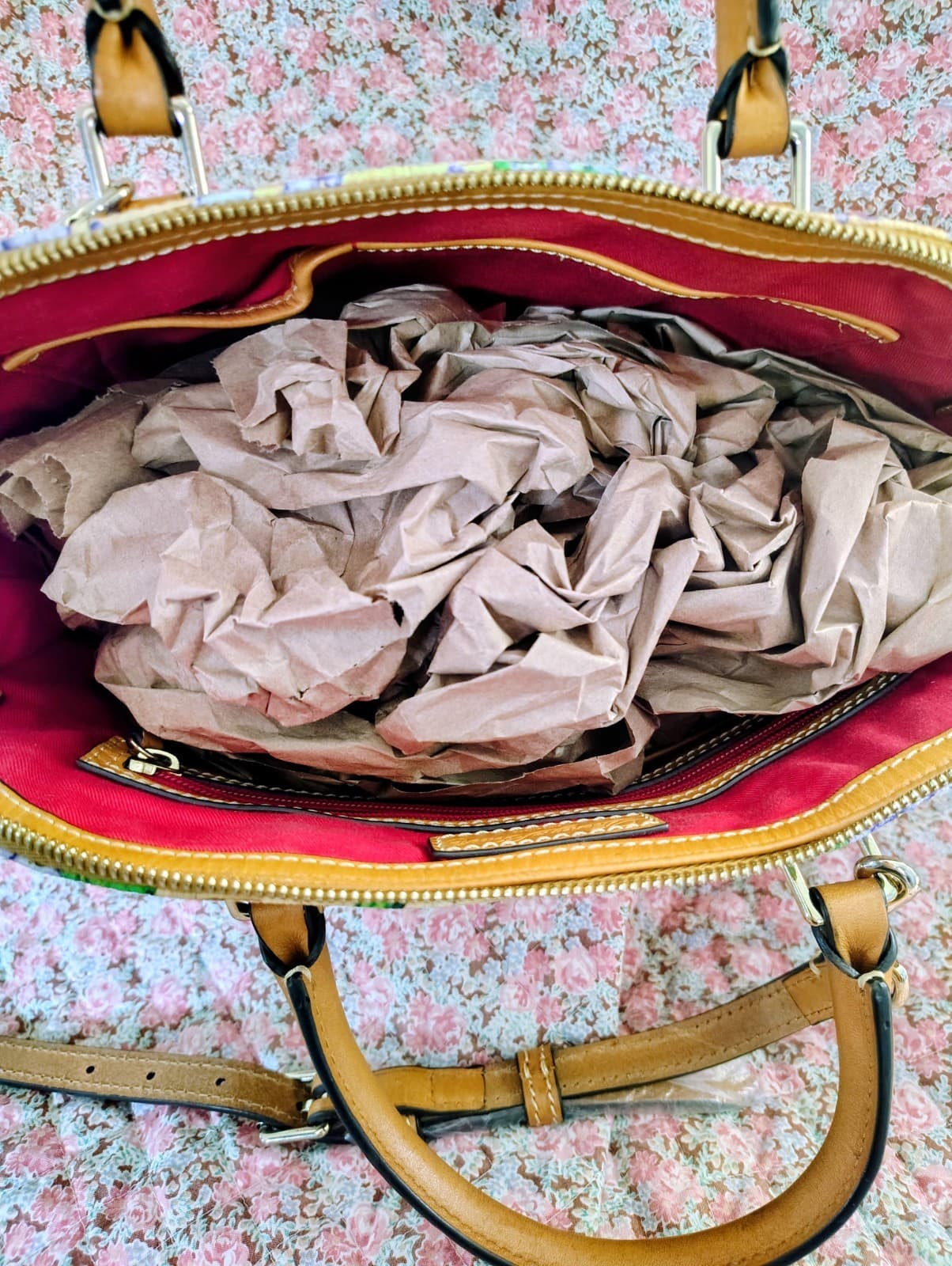 NWOT Dooney & Bourke Purple Hydrangea Basketweave Domed Zip Satchel MSRP 348 - Thumbnail 12