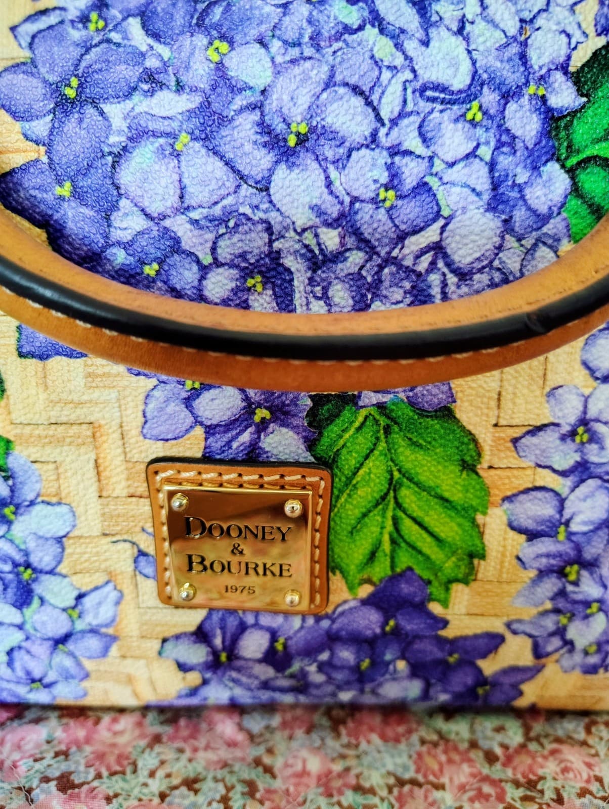 NWOT Dooney & Bourke Purple Hydrangea Basketweave Domed Zip Satchel MSRP 348 - Thumbnail 15