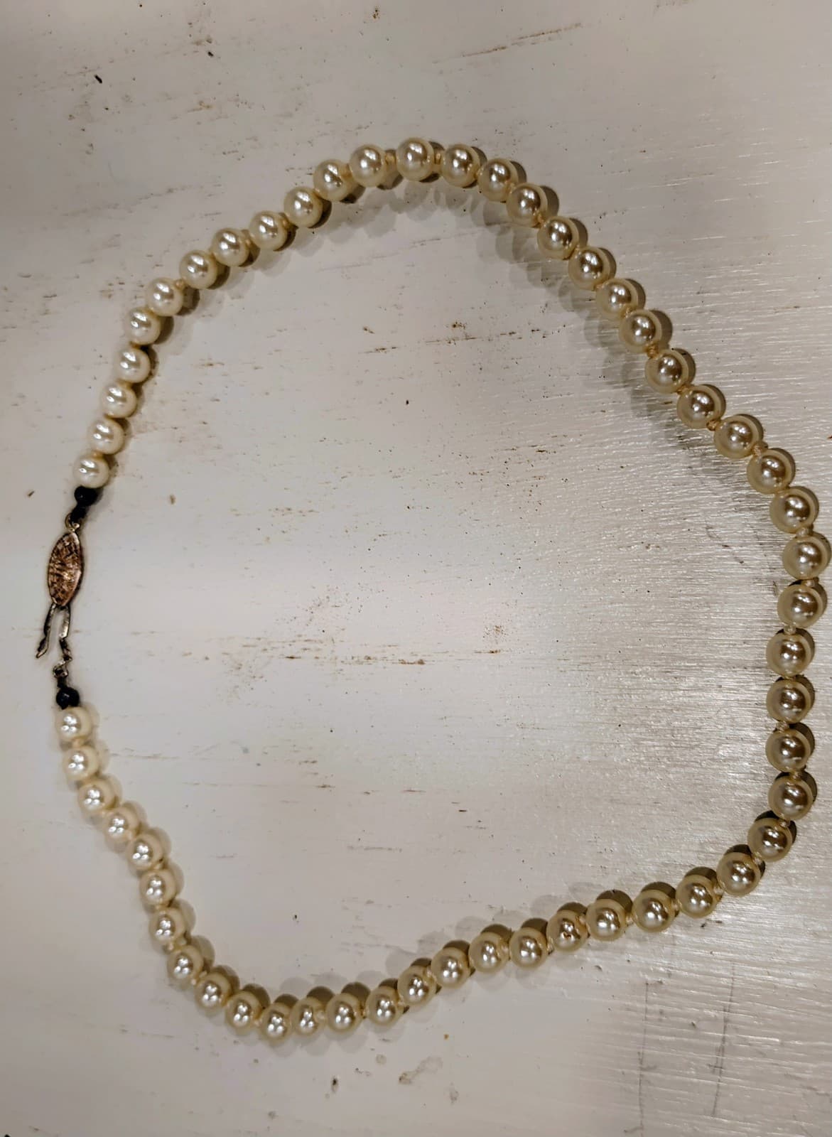 1950's Vintage Faux Pearl Necklace 16" - Thumbnail 9