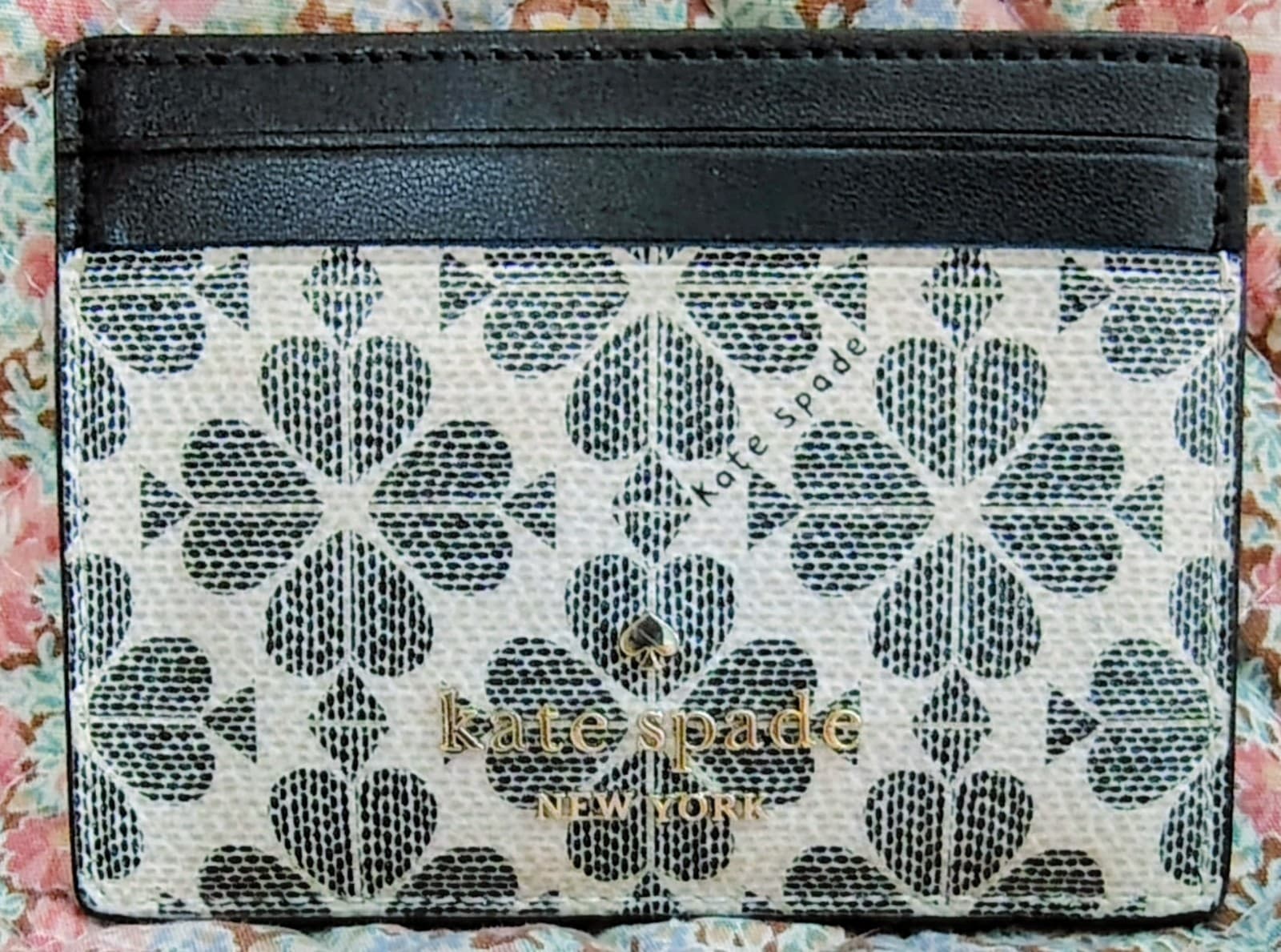 Kate Spade Signature Spade Flower Small Slim Card Holder Black NWOT $89