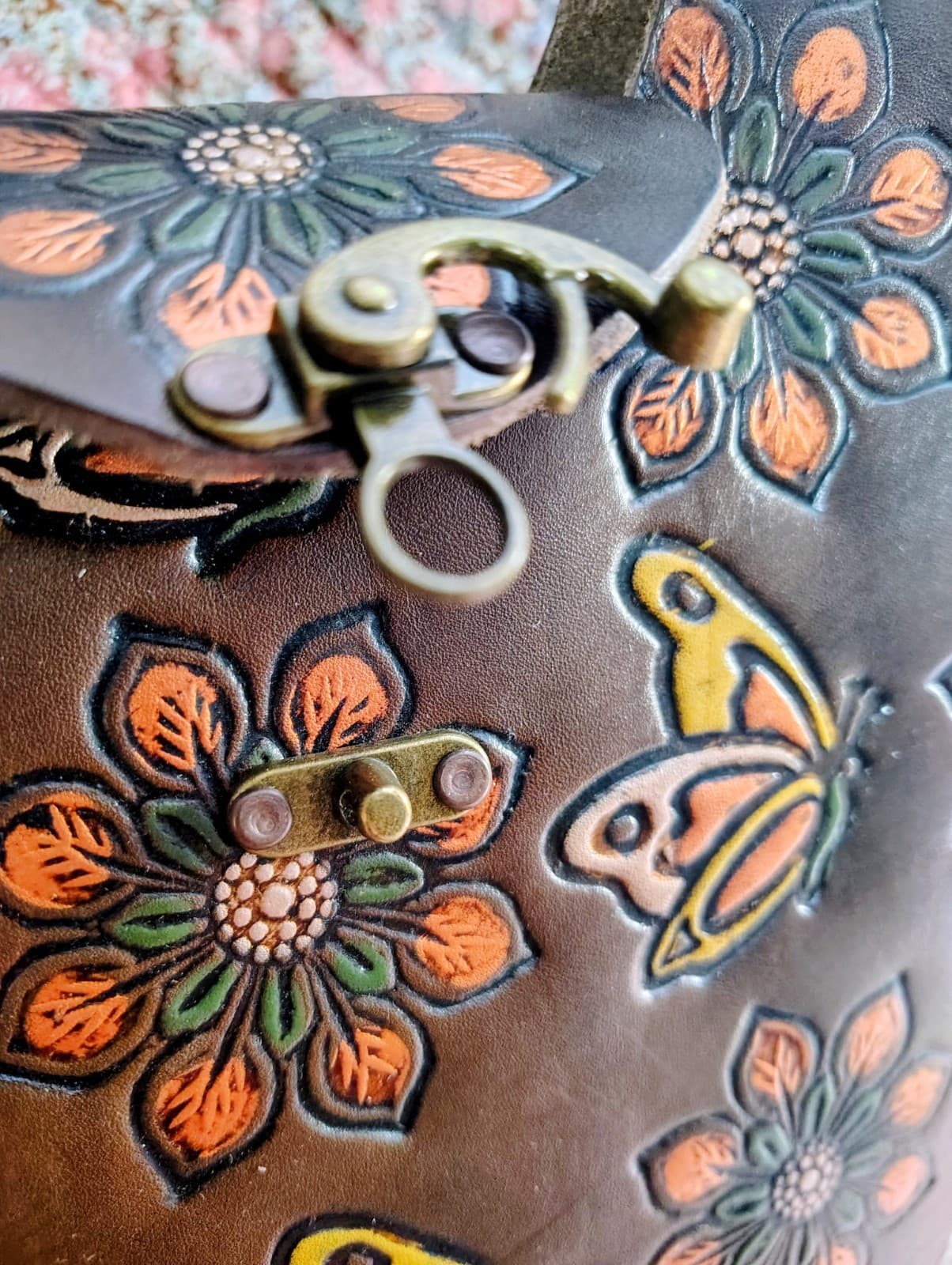 Mexican Hand Tooled Leather Handbag NWOT - Thumbnail 9