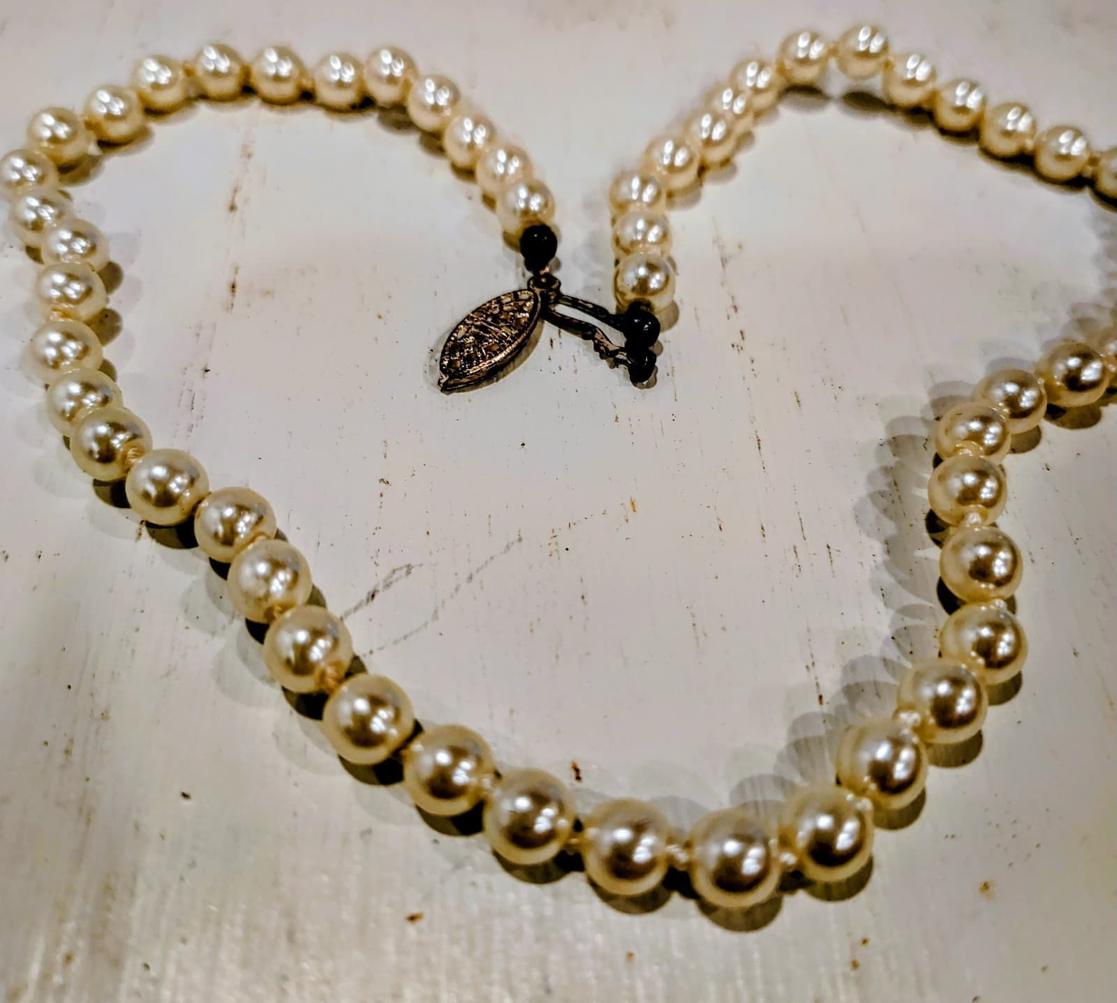 1950's Vintage Faux Pearl Necklace 16" - Thumbnail 6