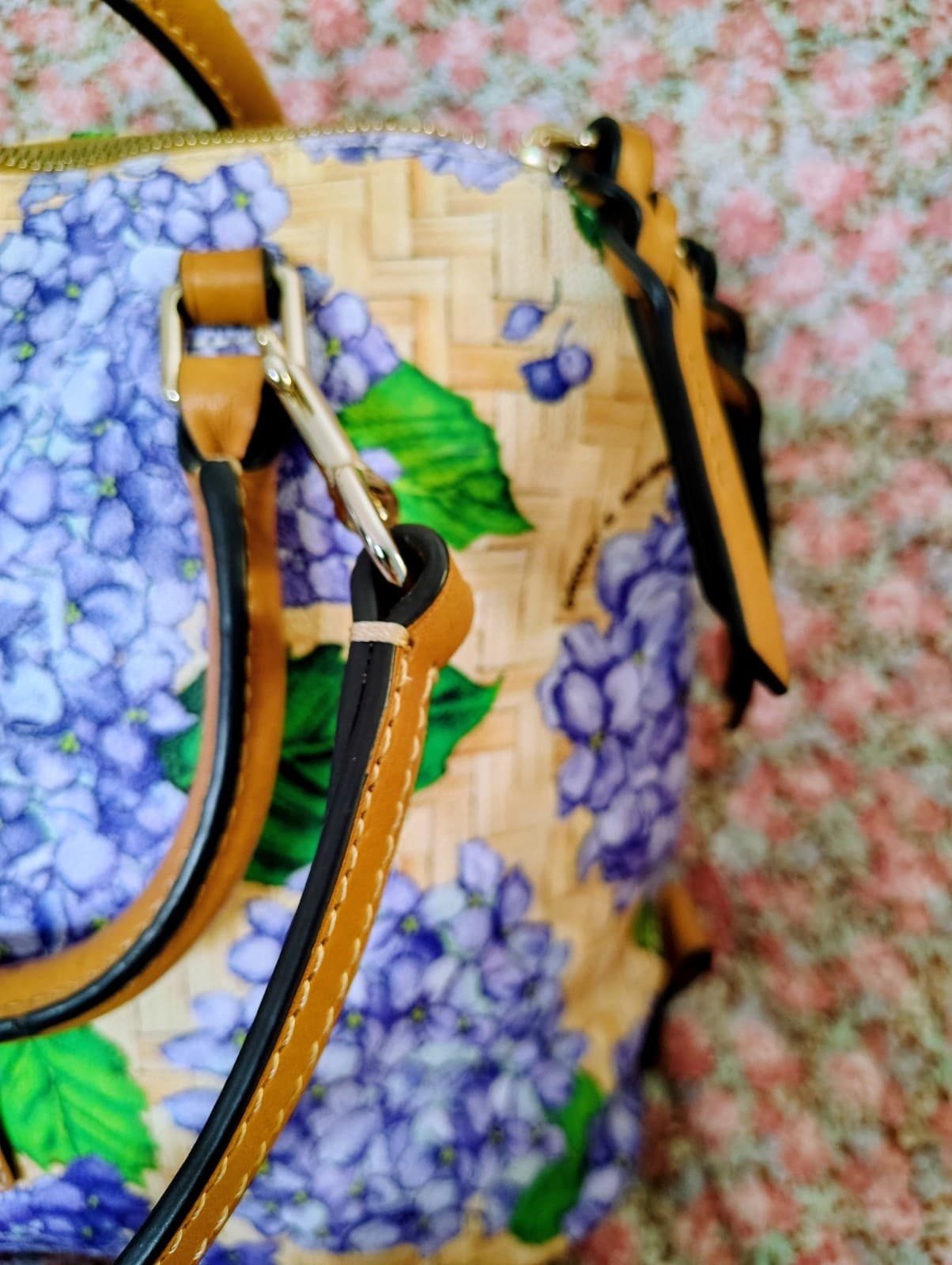 NWOT Dooney & Bourke Purple Hydrangea Basketweave Domed Zip Satchel MSRP 348 - Thumbnail 17