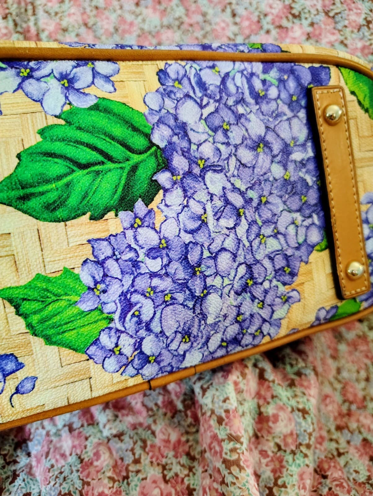 NWOT Dooney & Bourke Purple Hydrangea Basketweave Domed Zip Satchel MSRP 348 - Thumbnail 9