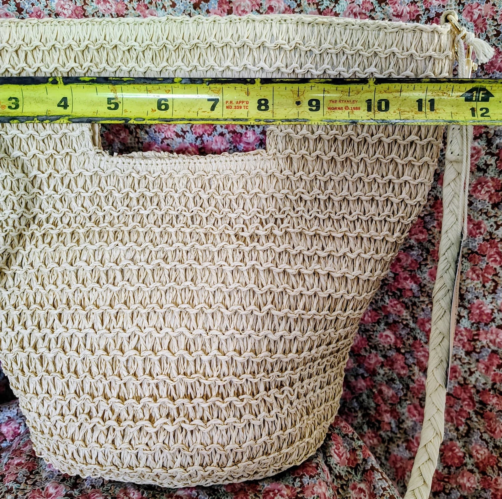 NWT Universal Thread brand tote bag beige woven straw - Thumbnail 9